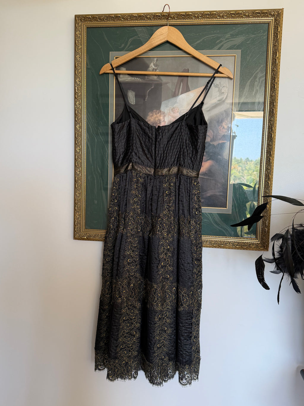 Betsey Johnson Black & Gold Party Dress xs