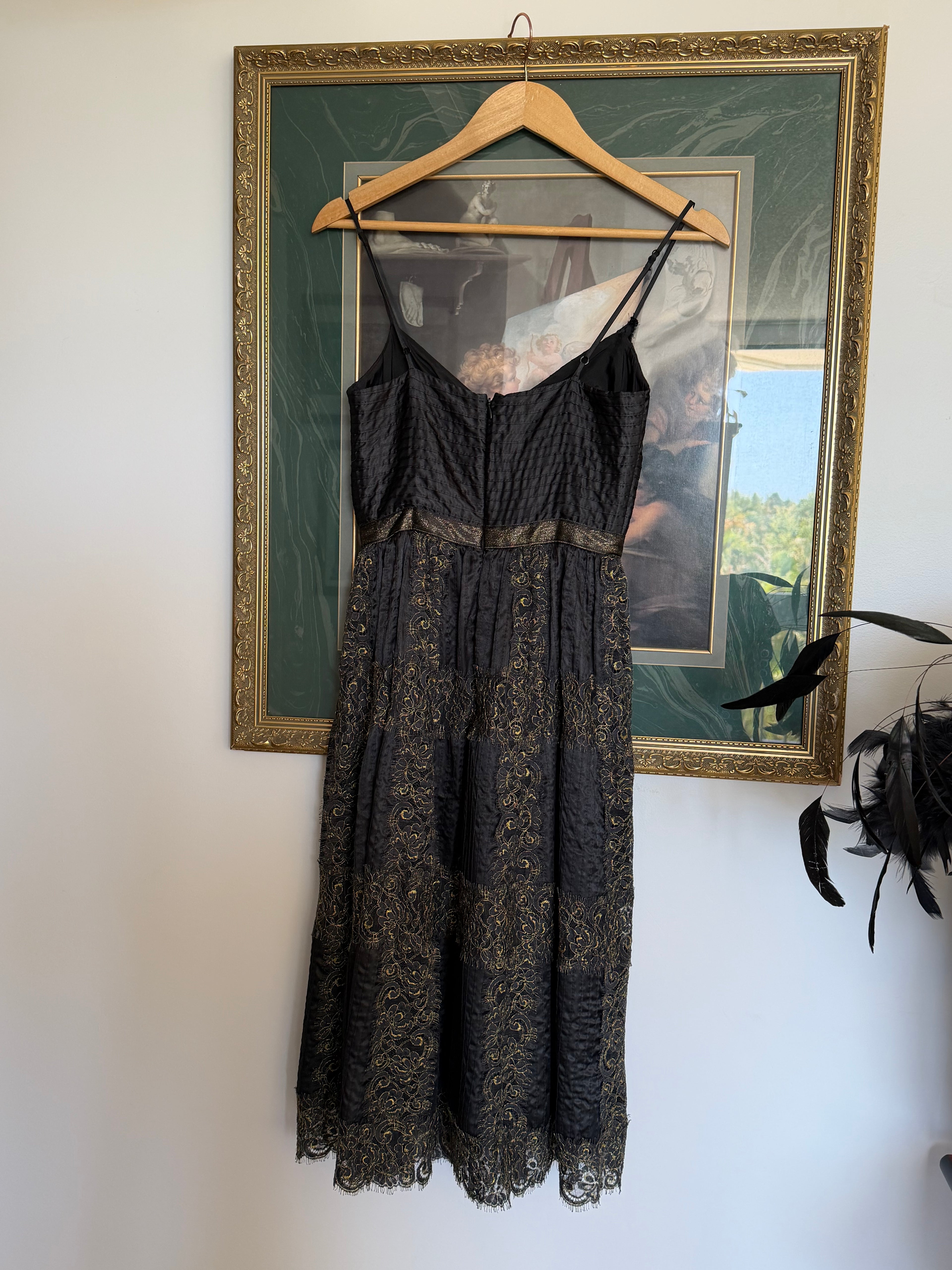 Betsey Johnson Black & Gold Party Dress xs