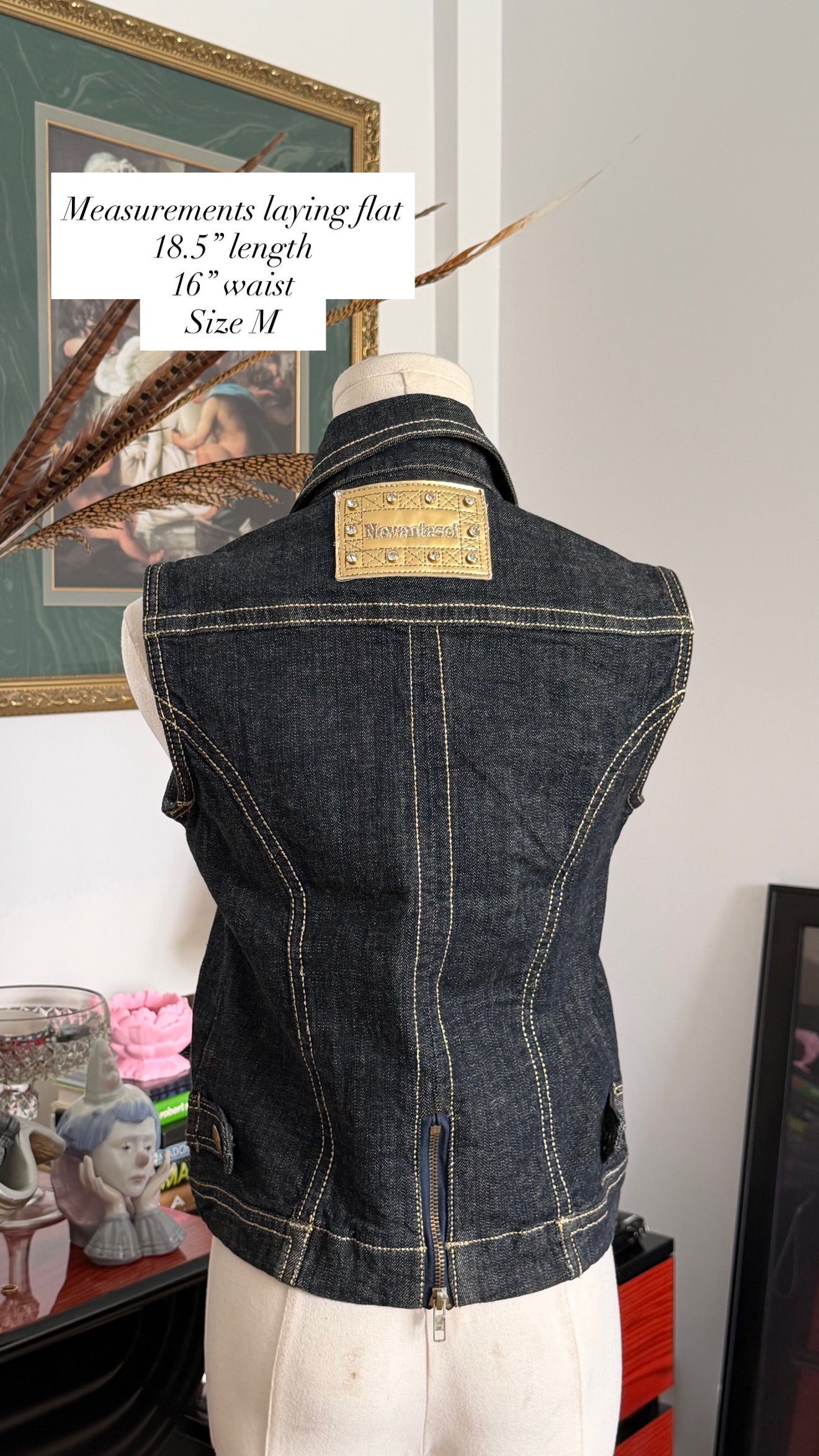 Y2K dark denim fitted vest M