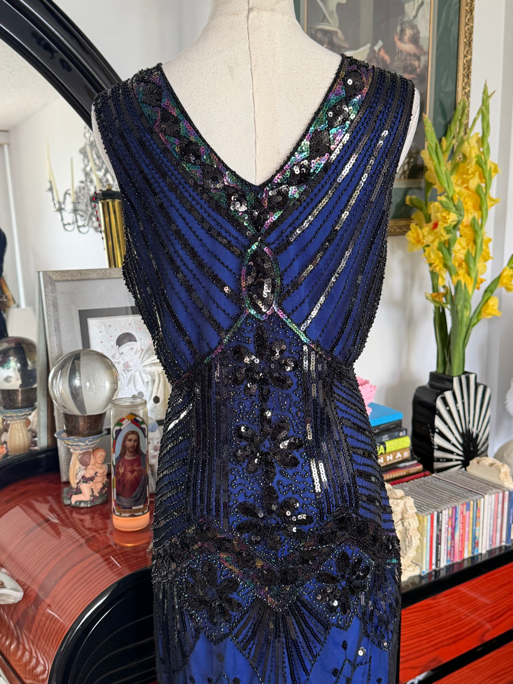 Roxy Art Deco Beaded Fringe Cocktail Dress