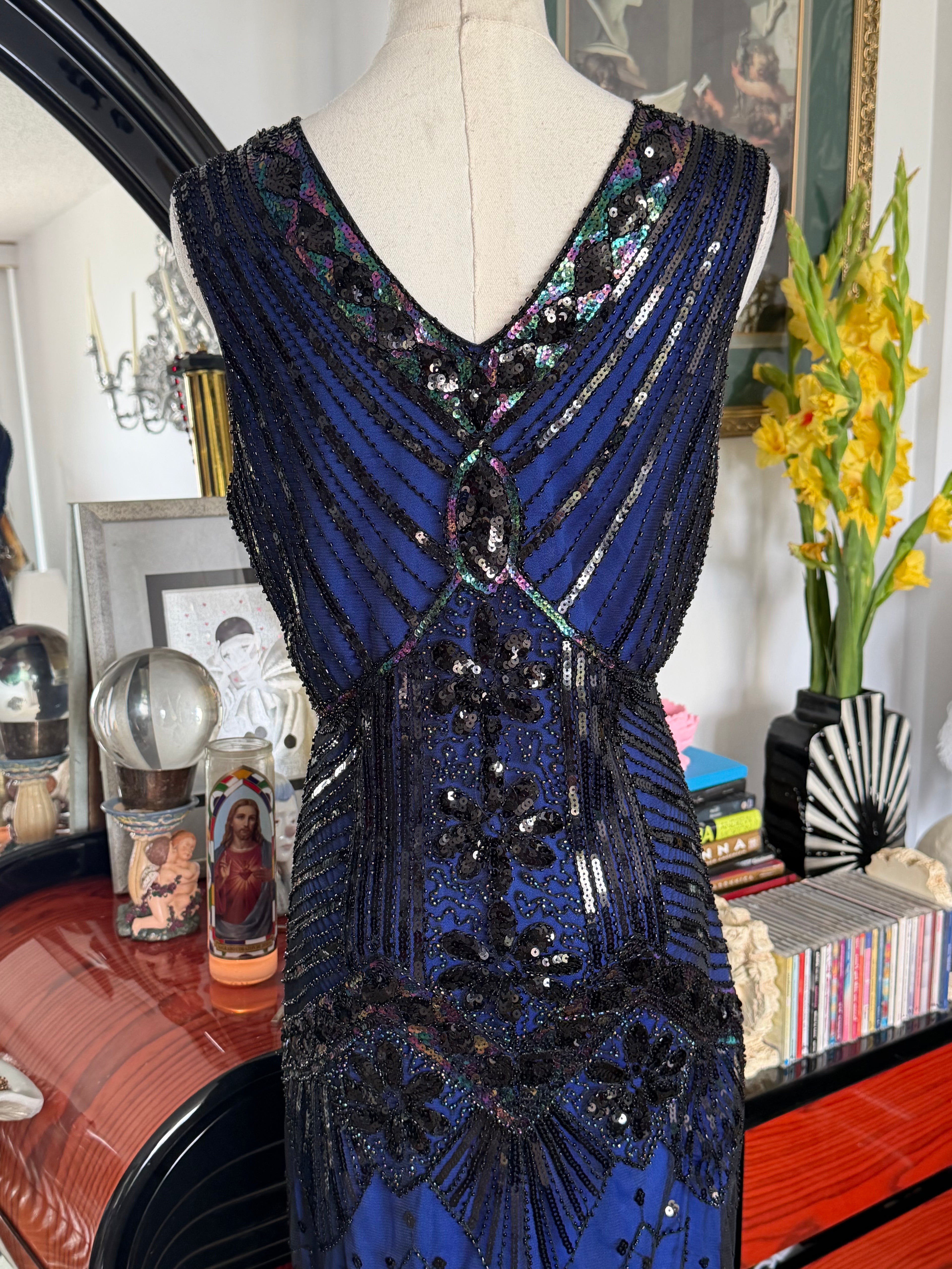 Roxy Art Deco Beaded Fringe Cocktail Dress