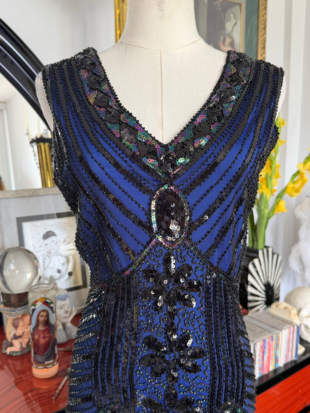 Roxy Art Deco Beaded Fringe Cocktail Dress