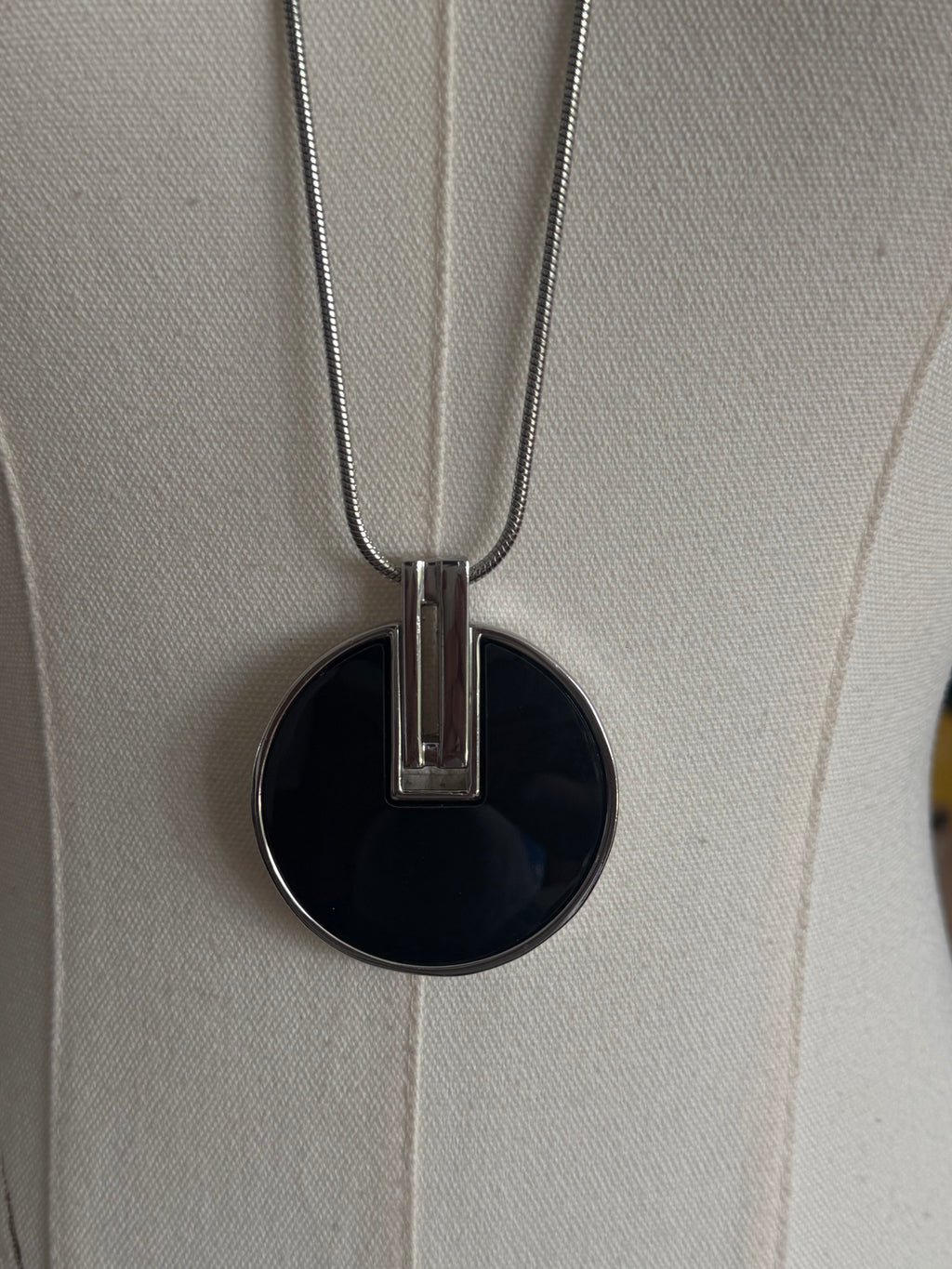 Vintage Modernist Black Enamel Pendant