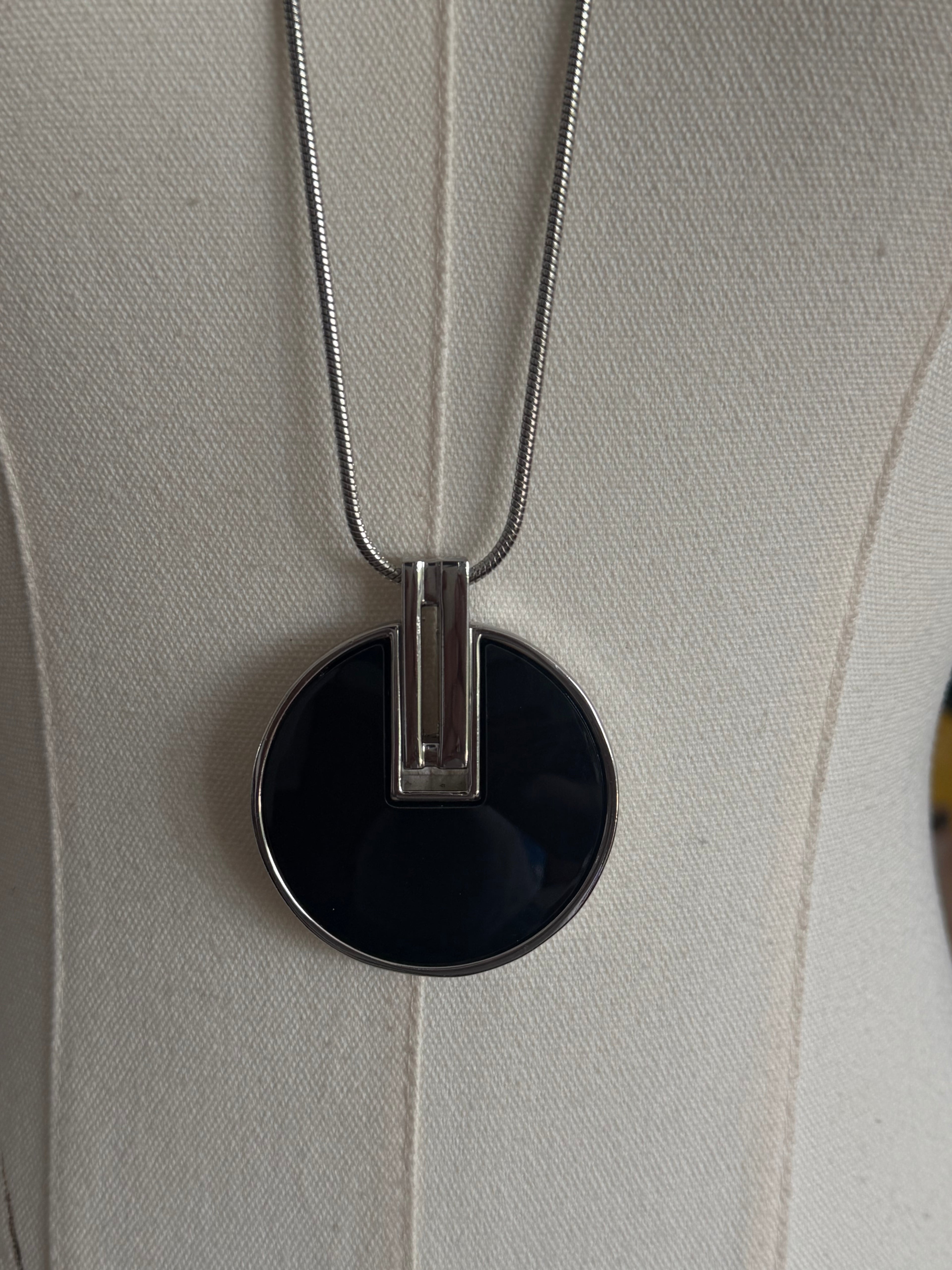 Vintage Modernist Black Enamel Pendant