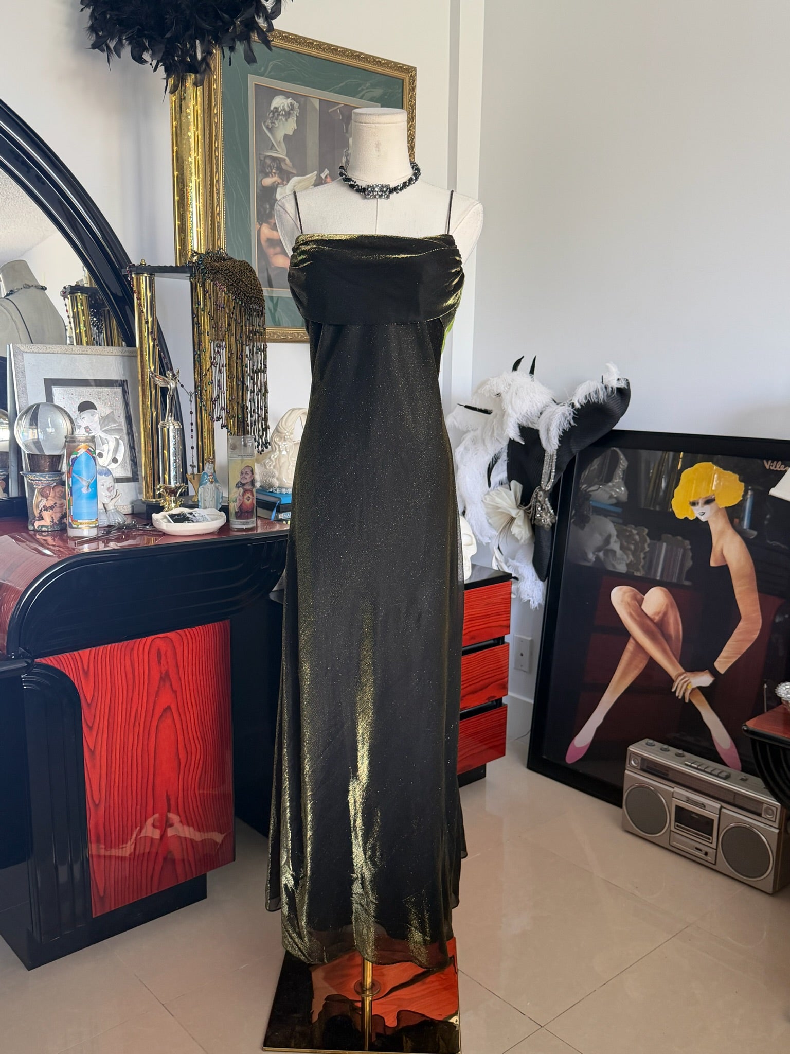Betsy & Adam by Jaslene Metallic Evening Gown | Made in USA | Size M