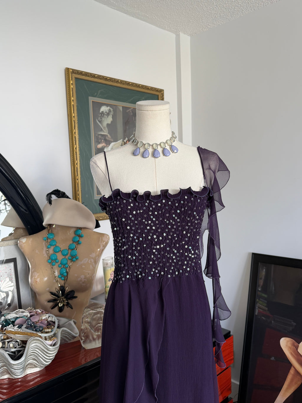 Vintage Made in USA evening gown in a rich aubergine purple-S