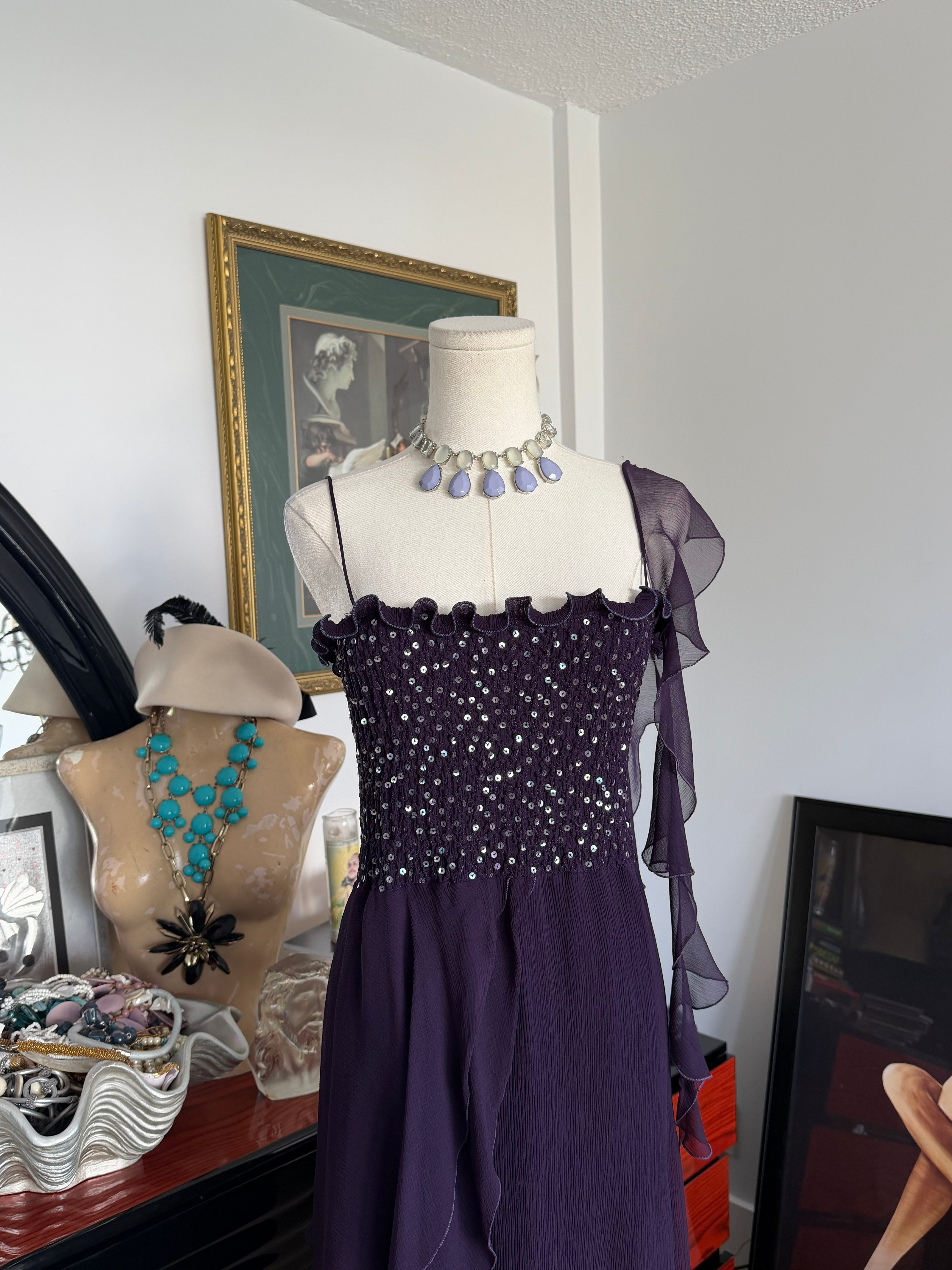 Vintage Made in USA evening gown in a rich aubergine purple-S