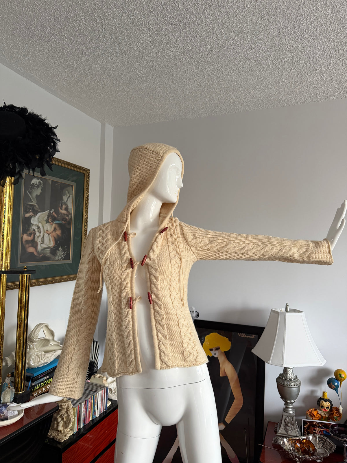 Banana Republic Wool Cable Knit Hooded Cardigan