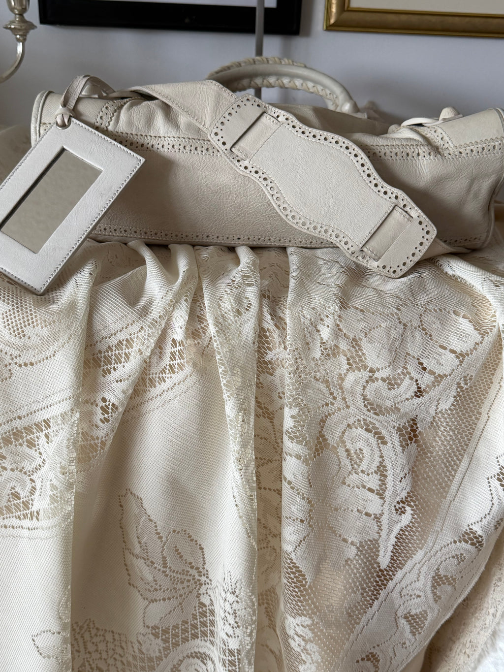 Balenciaga city bag ivory white with silver hardware