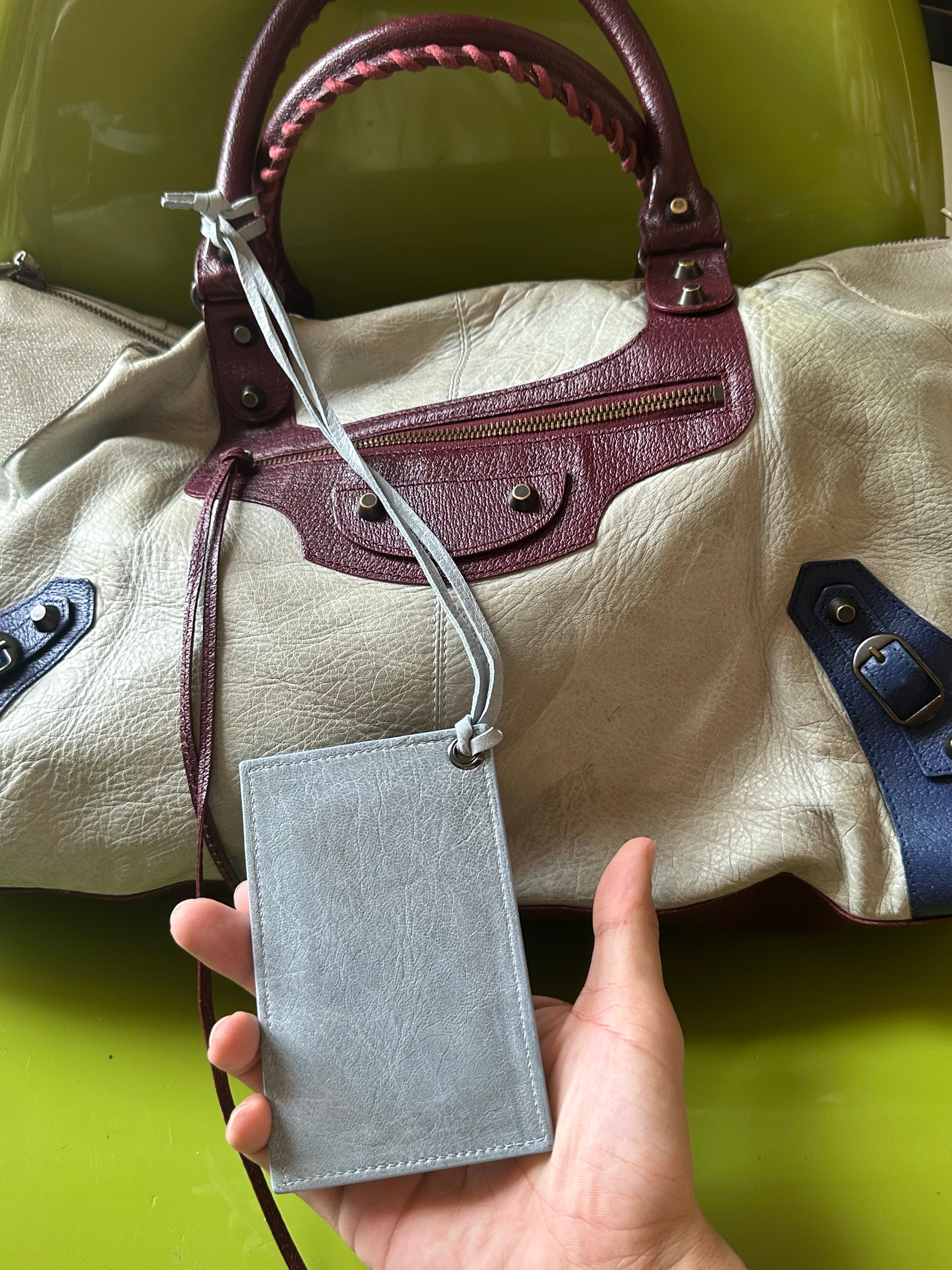 Balenciaga City Bag – Tricolor Cream, Burgundy & Navy (Giant Weekender Size)