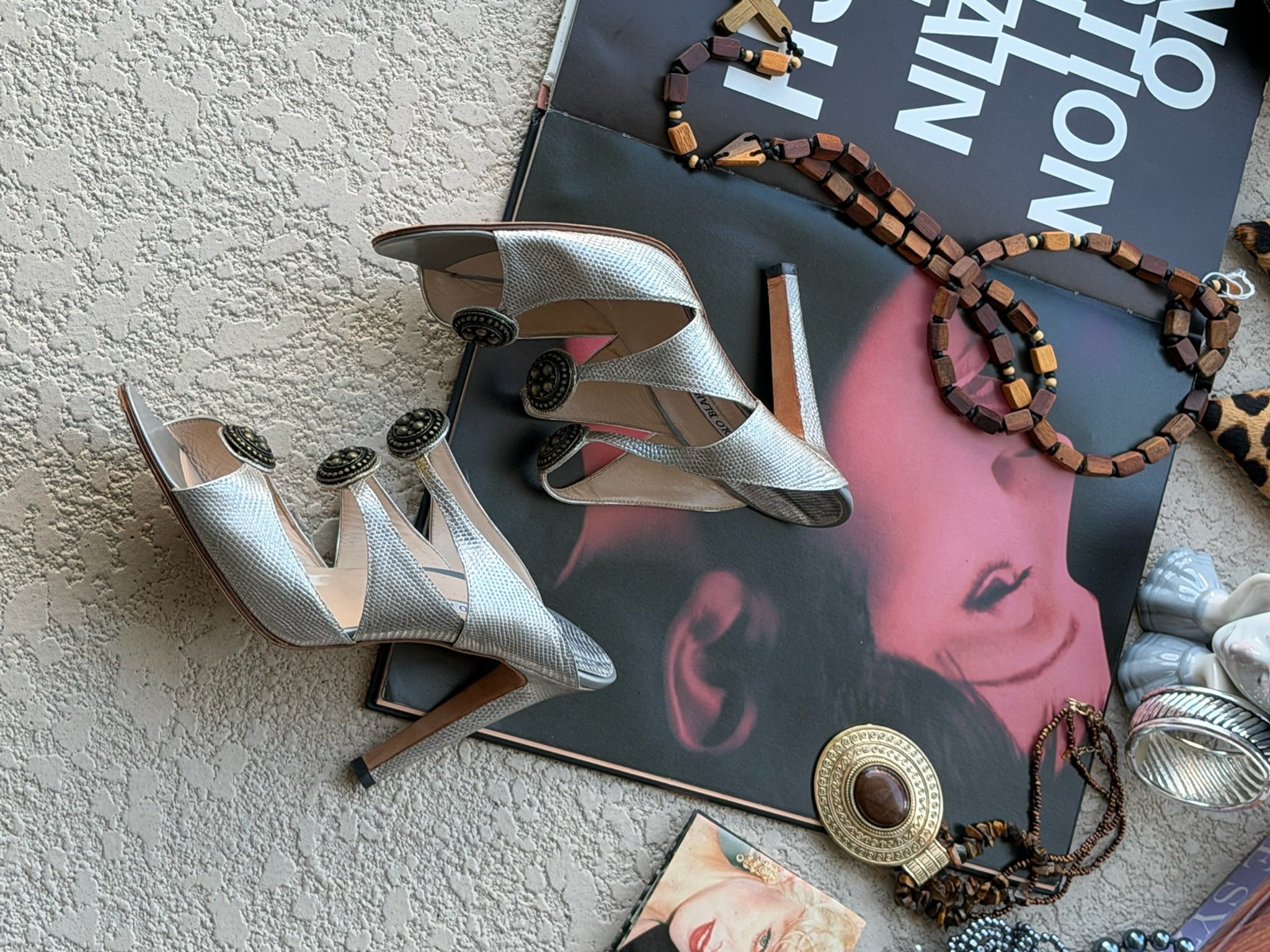 Manolo Blahnik Metallic Strappy Heels with Medallion Details – IT 41.5 (Fits IT 40 / US 10)