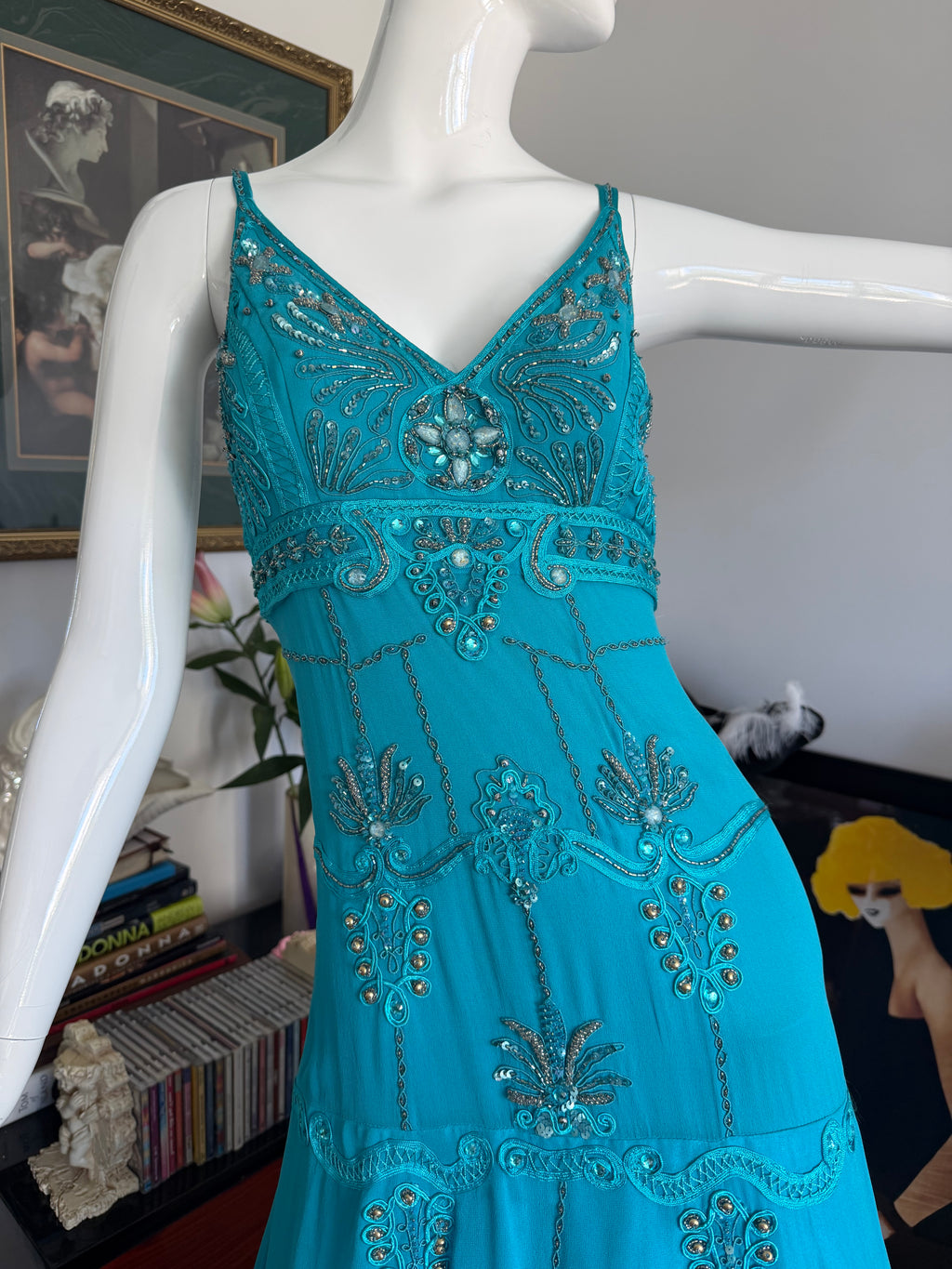 Sue Wong Nocturne Beaded Turquoise Gown size 4-6