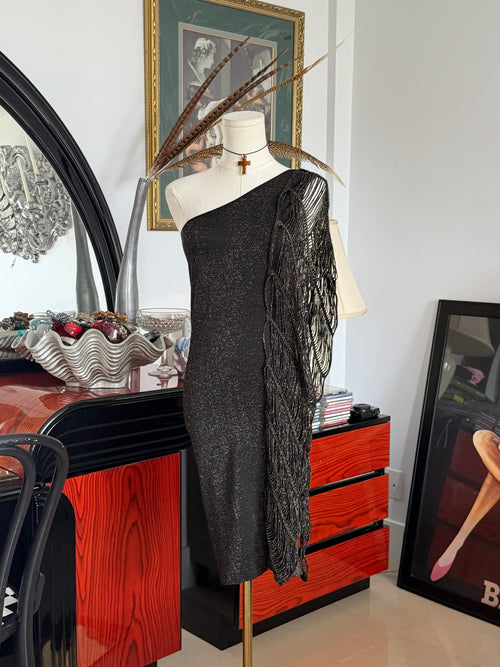 Baby one-shoulder glitter dress M-L