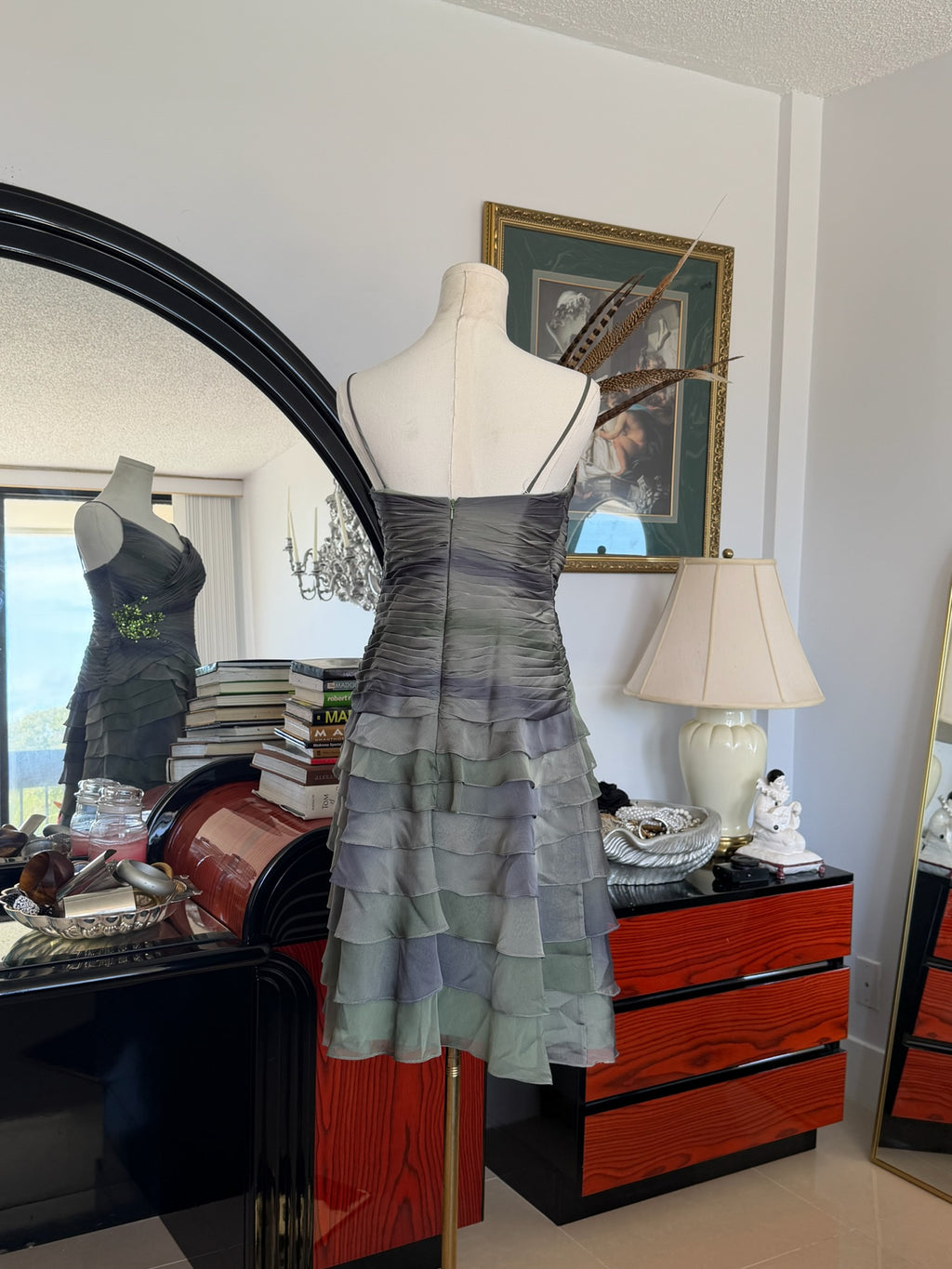 Vintage Silk Chiffon Ruffle Dress