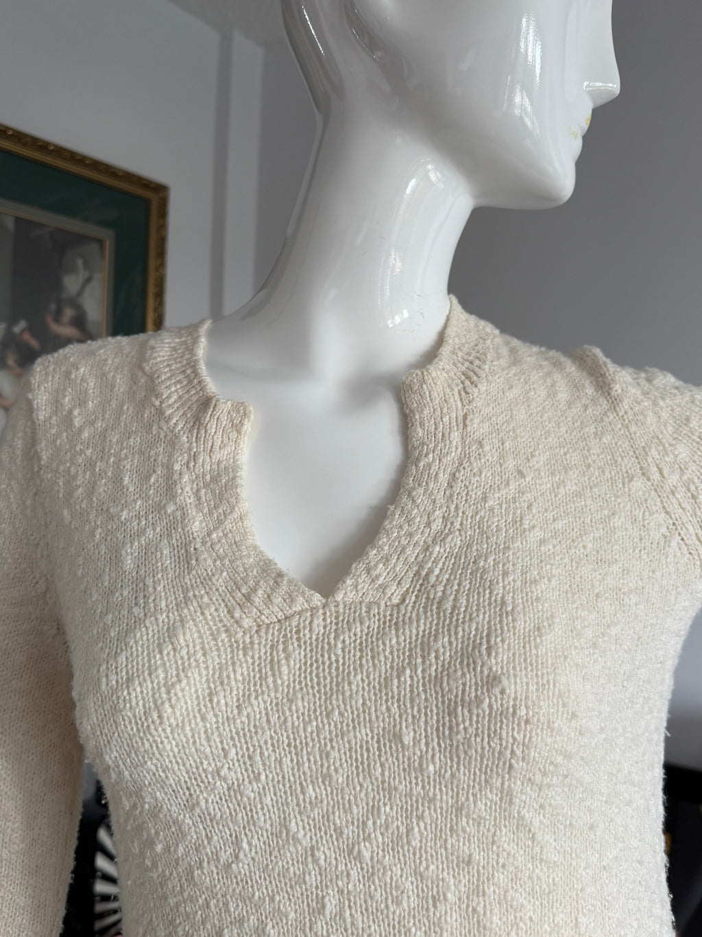 Tommy Bahama Cream Textured Knit Tunic Sweater Top
