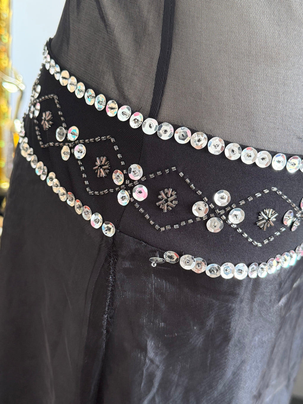 Vintage Frederick’s of Hollywood Sheer Panel Black Gown