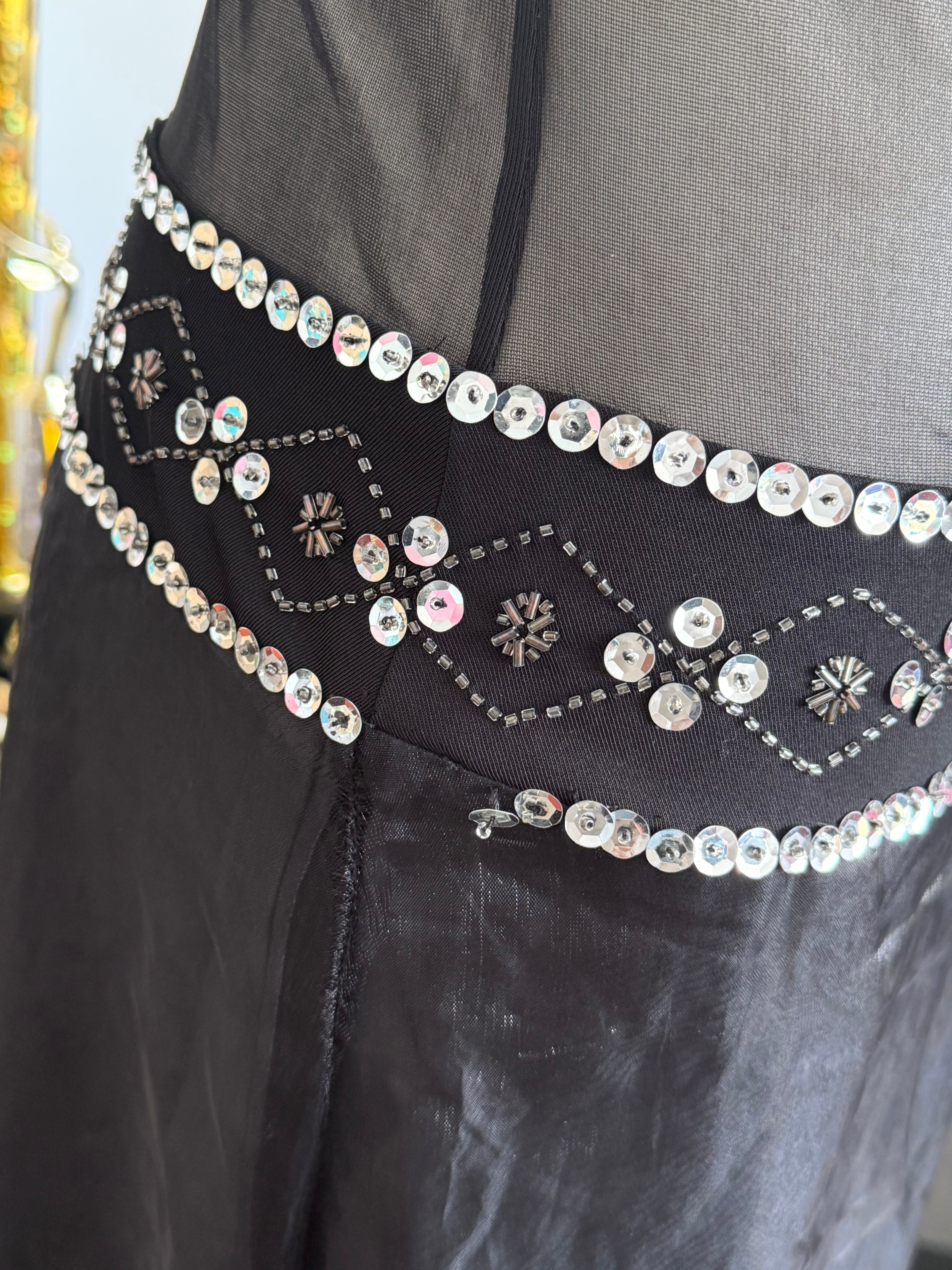 Vintage Frederick’s of Hollywood Sheer Panel Black Gown