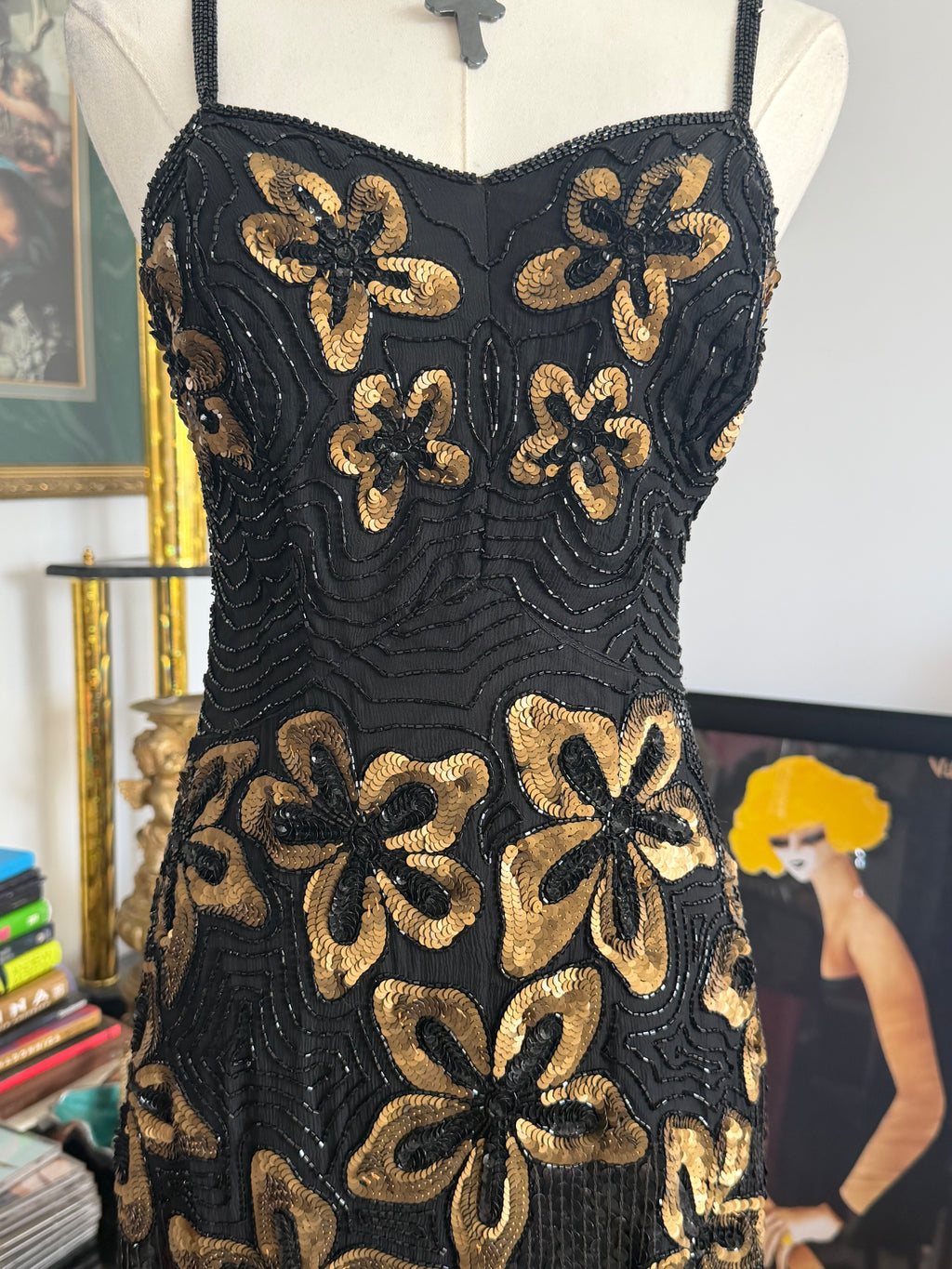 Megere Pure Silk Beaded Dress S-M