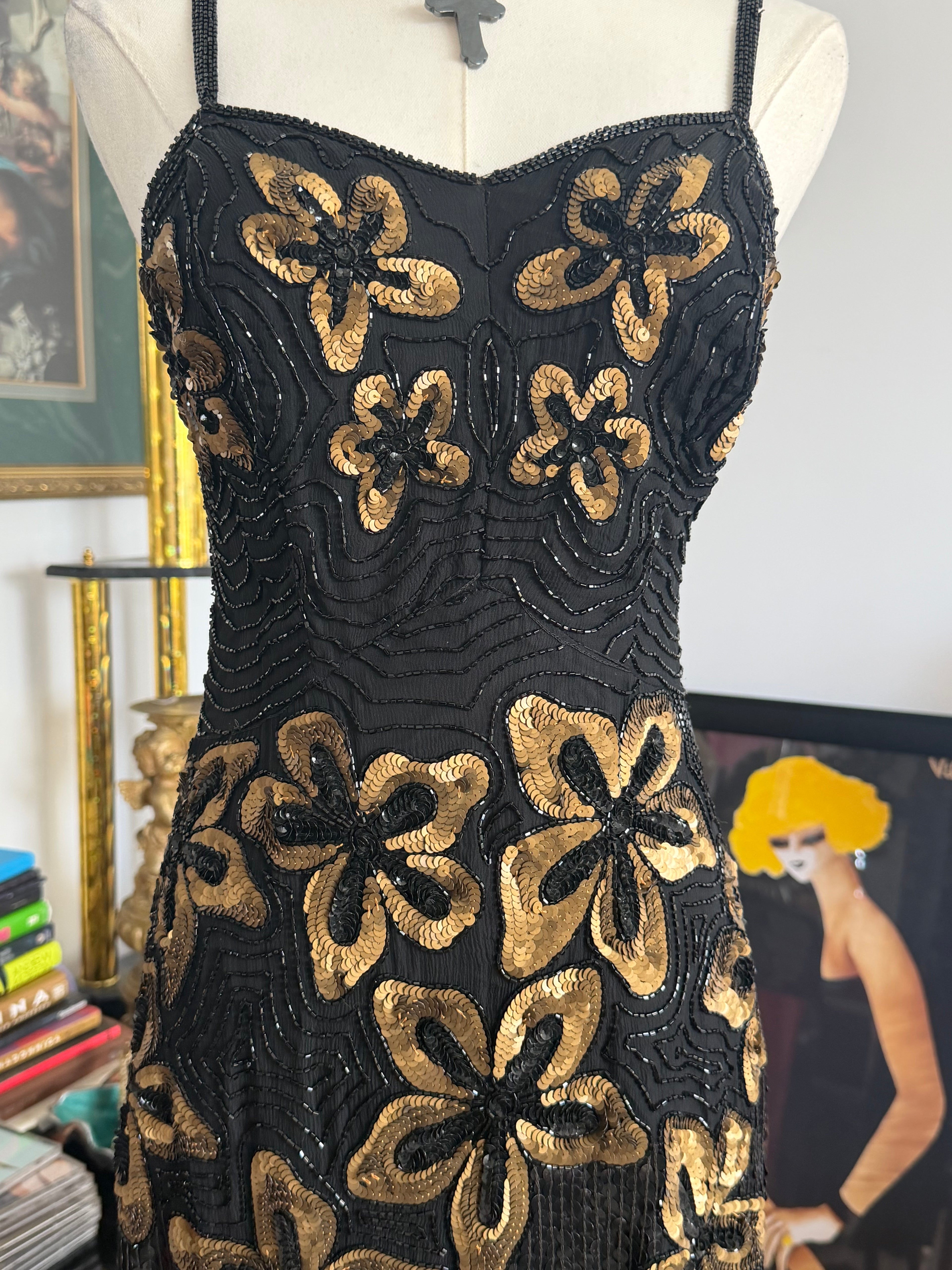 Megere Pure Silk Beaded Dress S-M