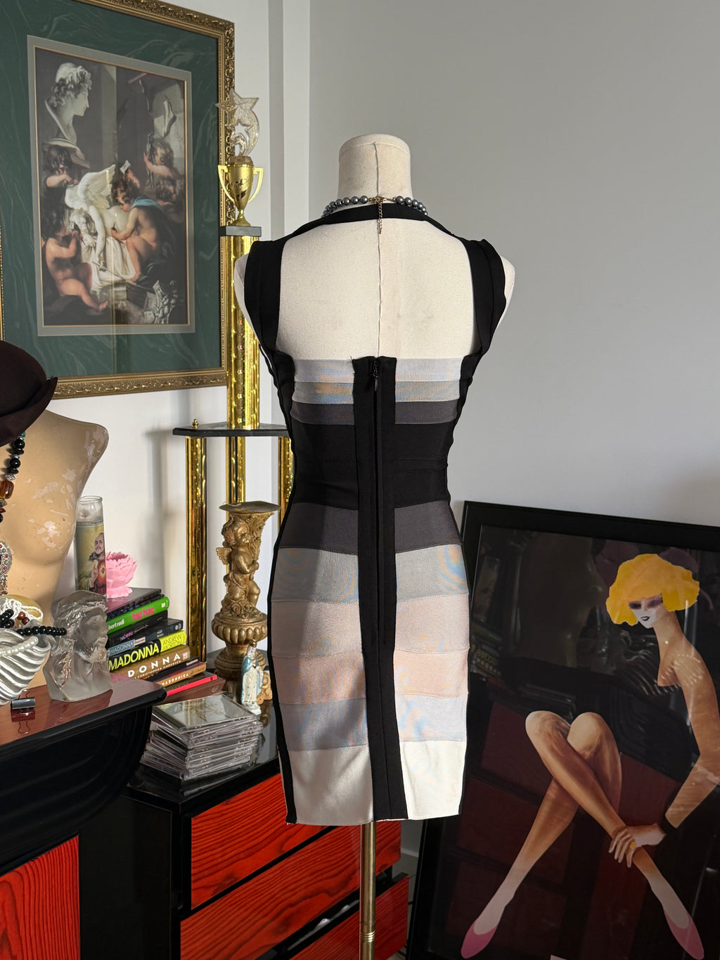 Y2K Bondage Illusion Colorblock Bodycon Dress – XS
