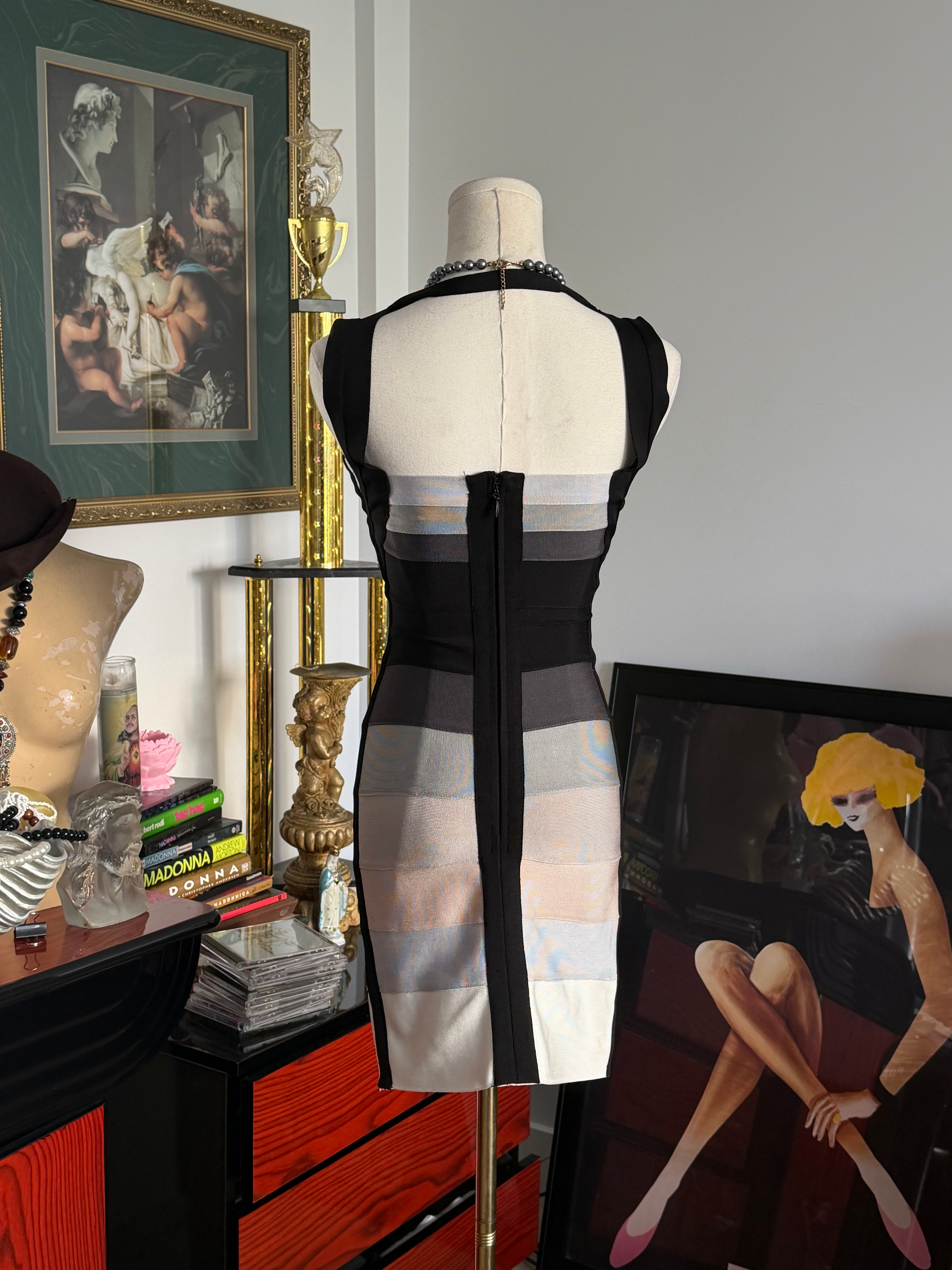 Y2K Bondage Illusion Colorblock Bodycon Dress – XS