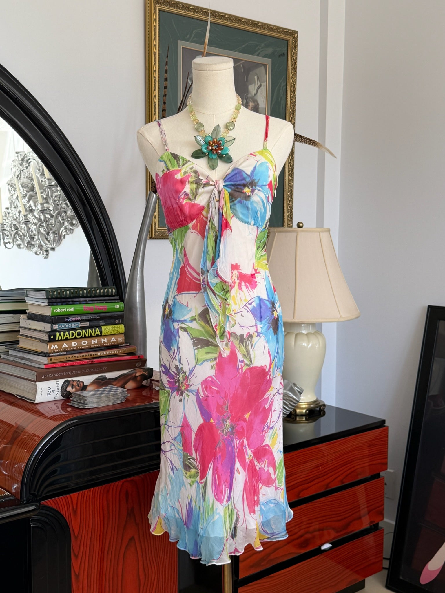 Silk Watercolor Floral Midi Dress
