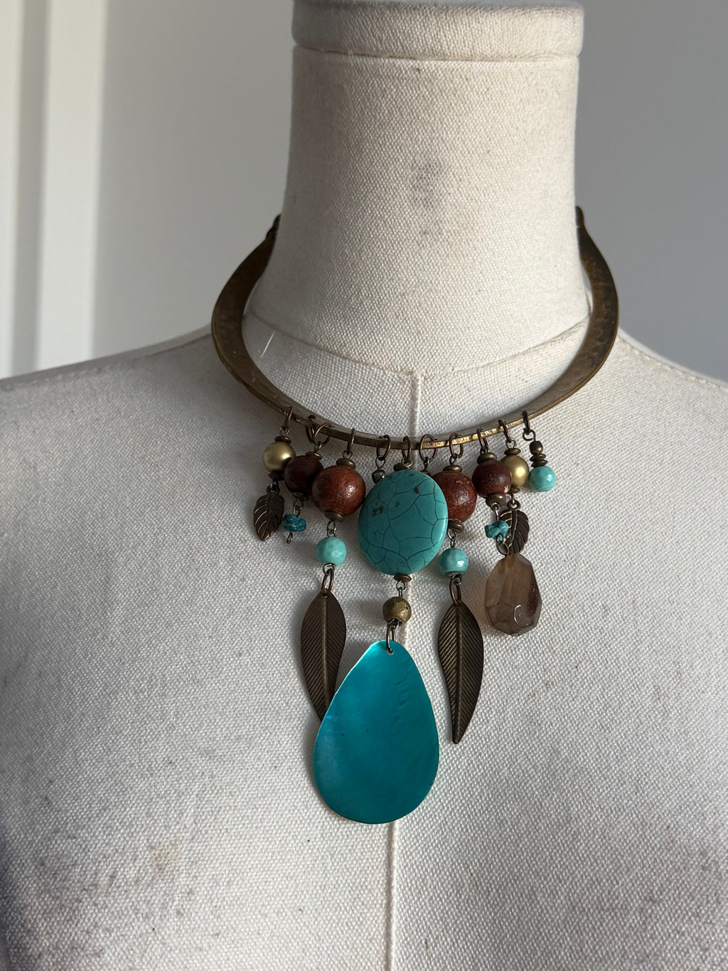 Bohemian Turquoise Charm Statement Necklace