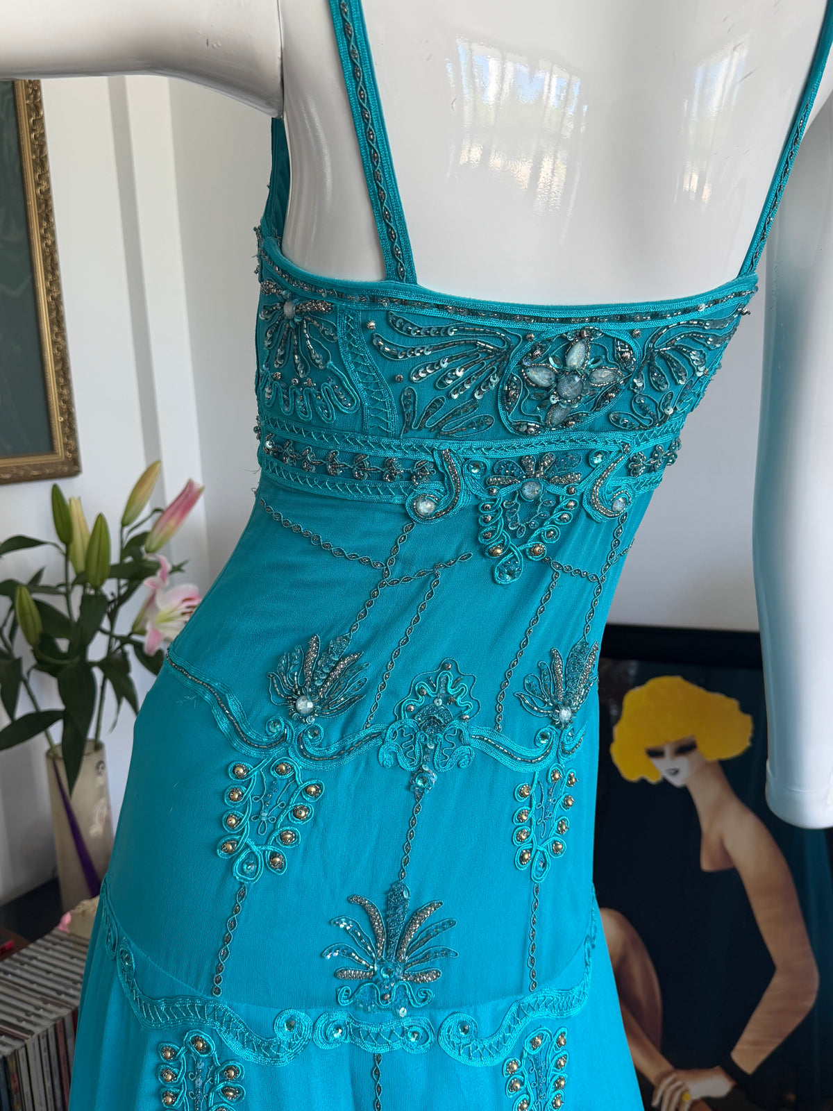 Sue Wong Nocturne Beaded Turquoise Gown size 4-6