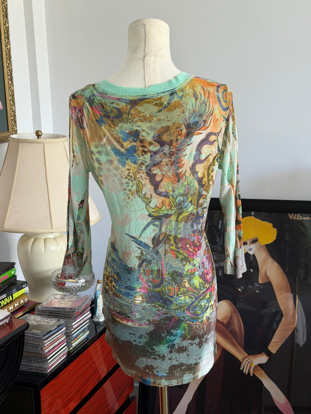 Y2K print tunic top