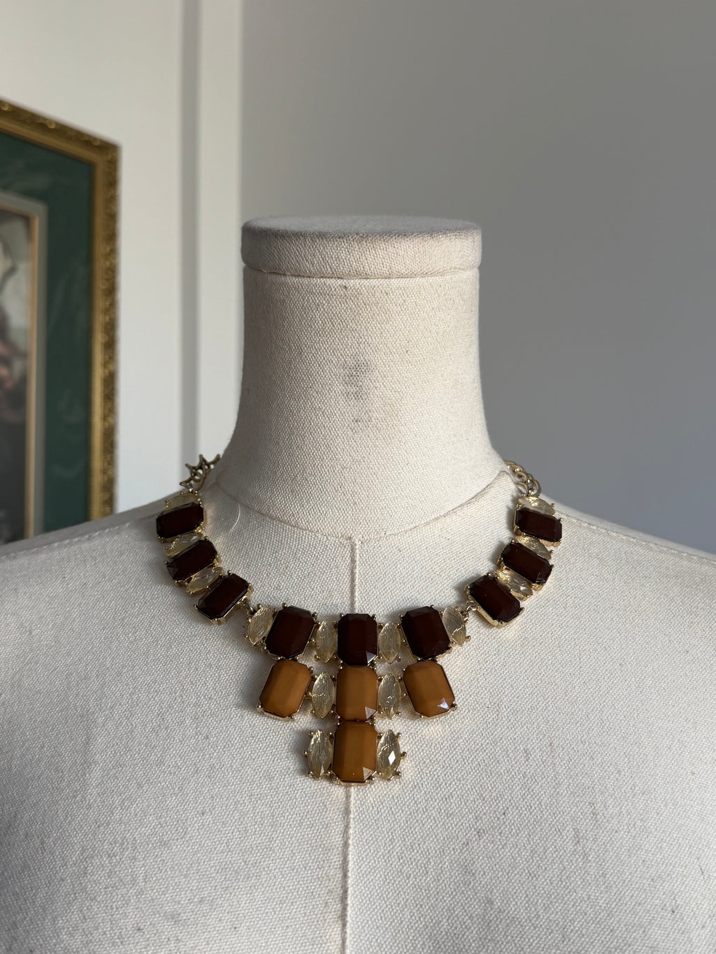 Brown & Amber Crystal Statement Necklace