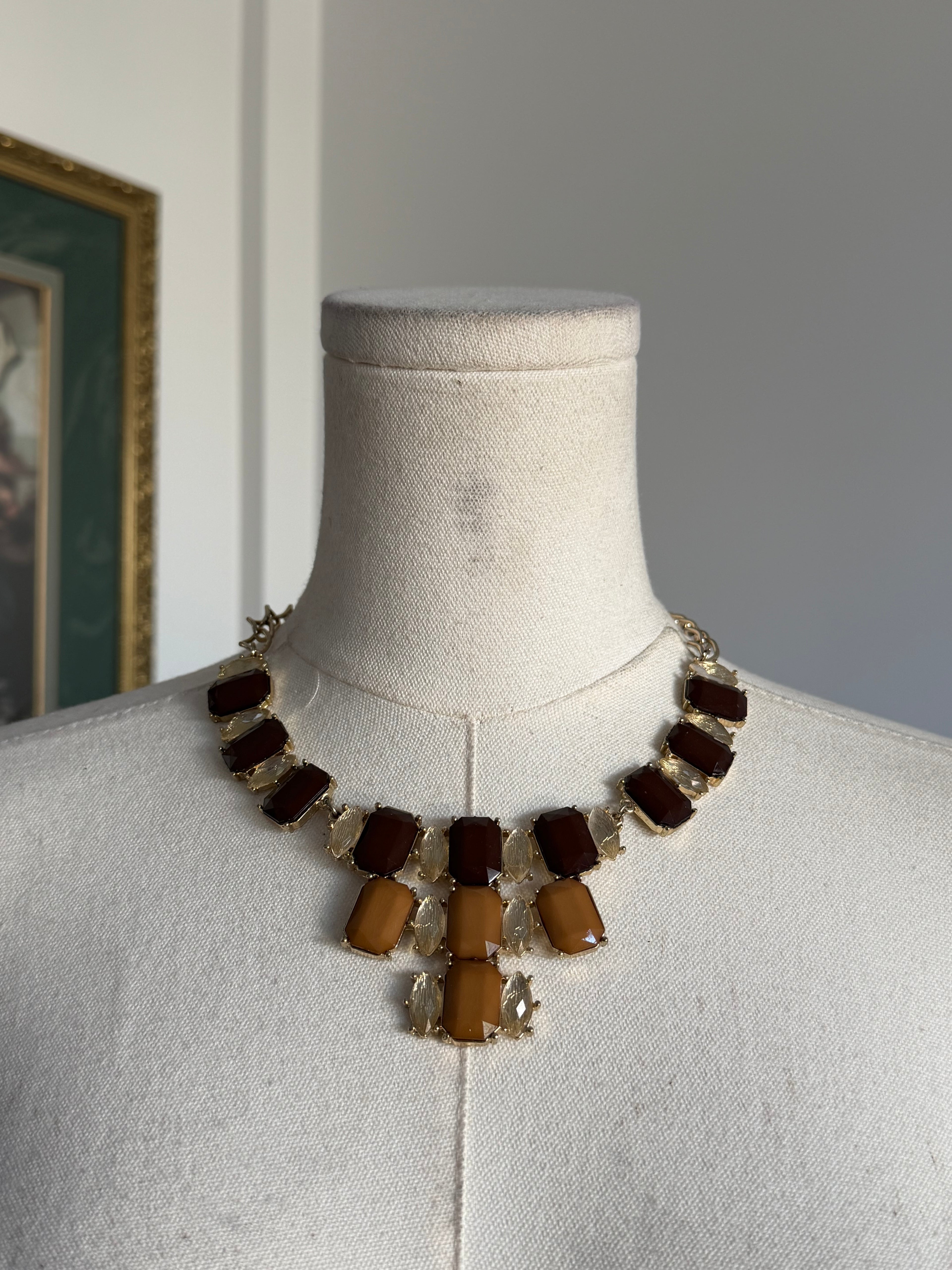 Brown & Amber Crystal Statement Necklace