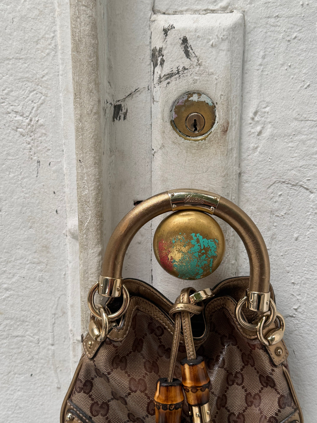 Gucci Mini Indy Metallic Bronze GG Bag 2008