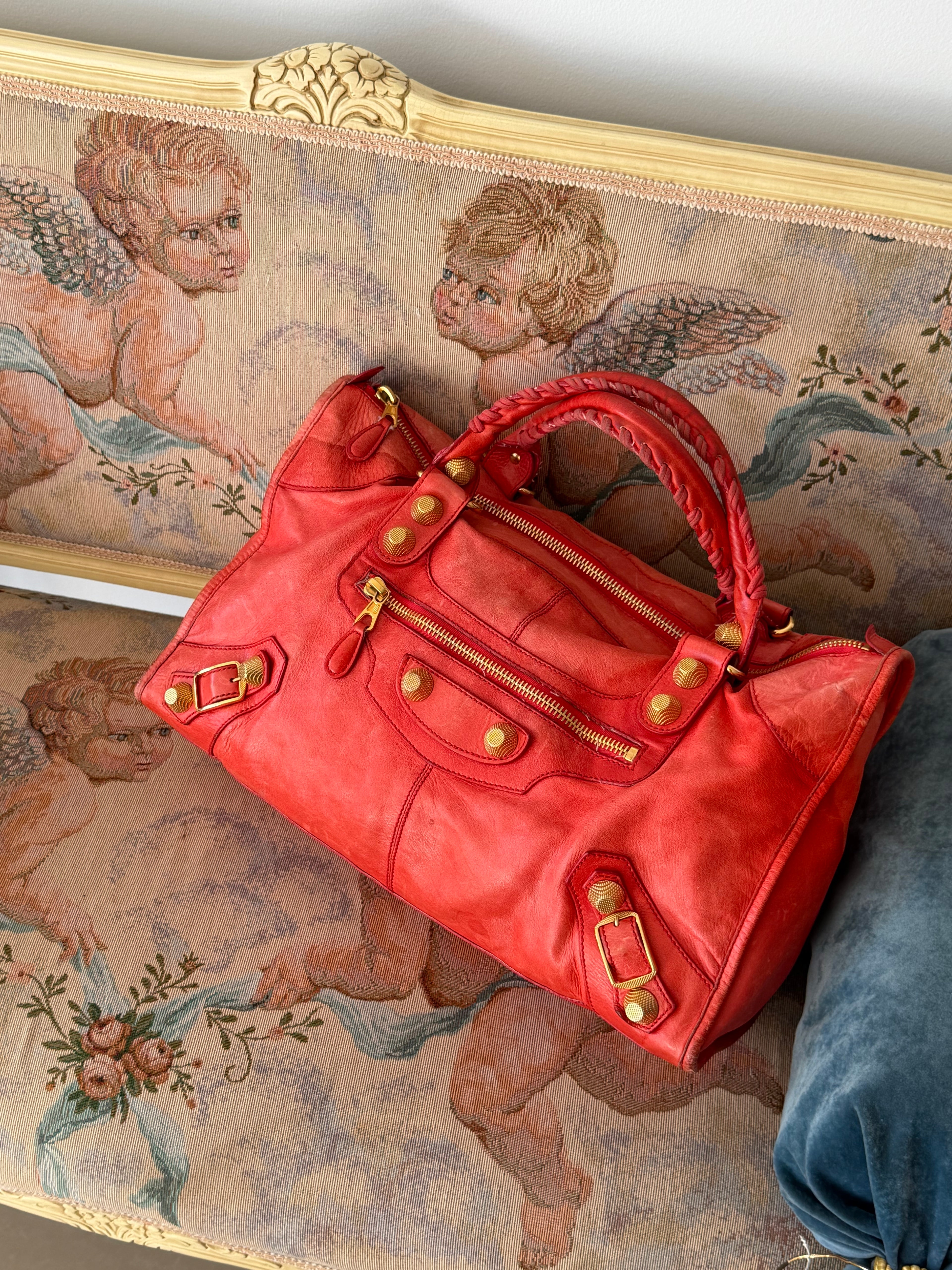 Balenciaga Work Bag (2006) — Faded Rouge Leather, Antique Brass Hardware