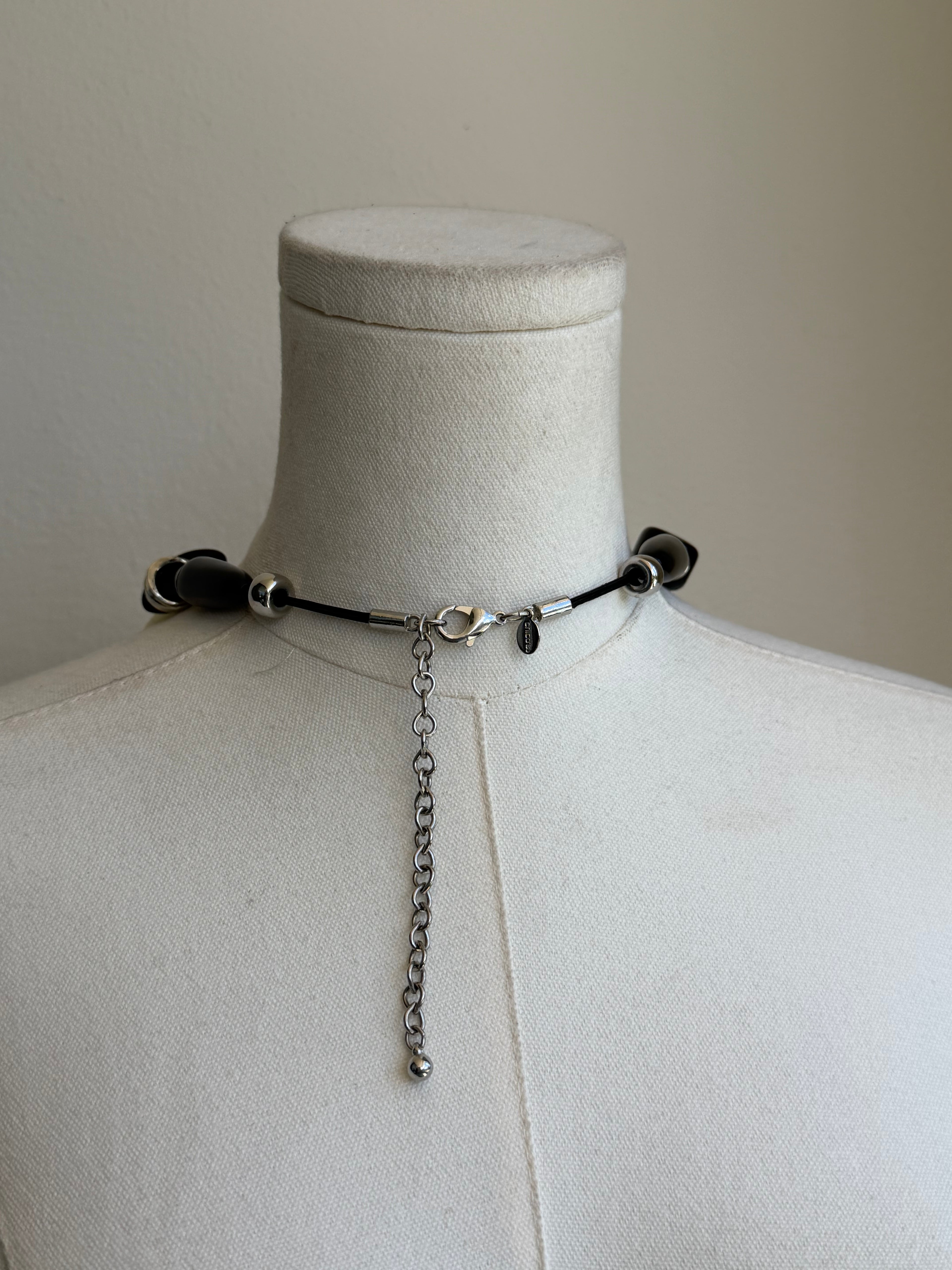 Abstract Black & Silver Statement Necklace