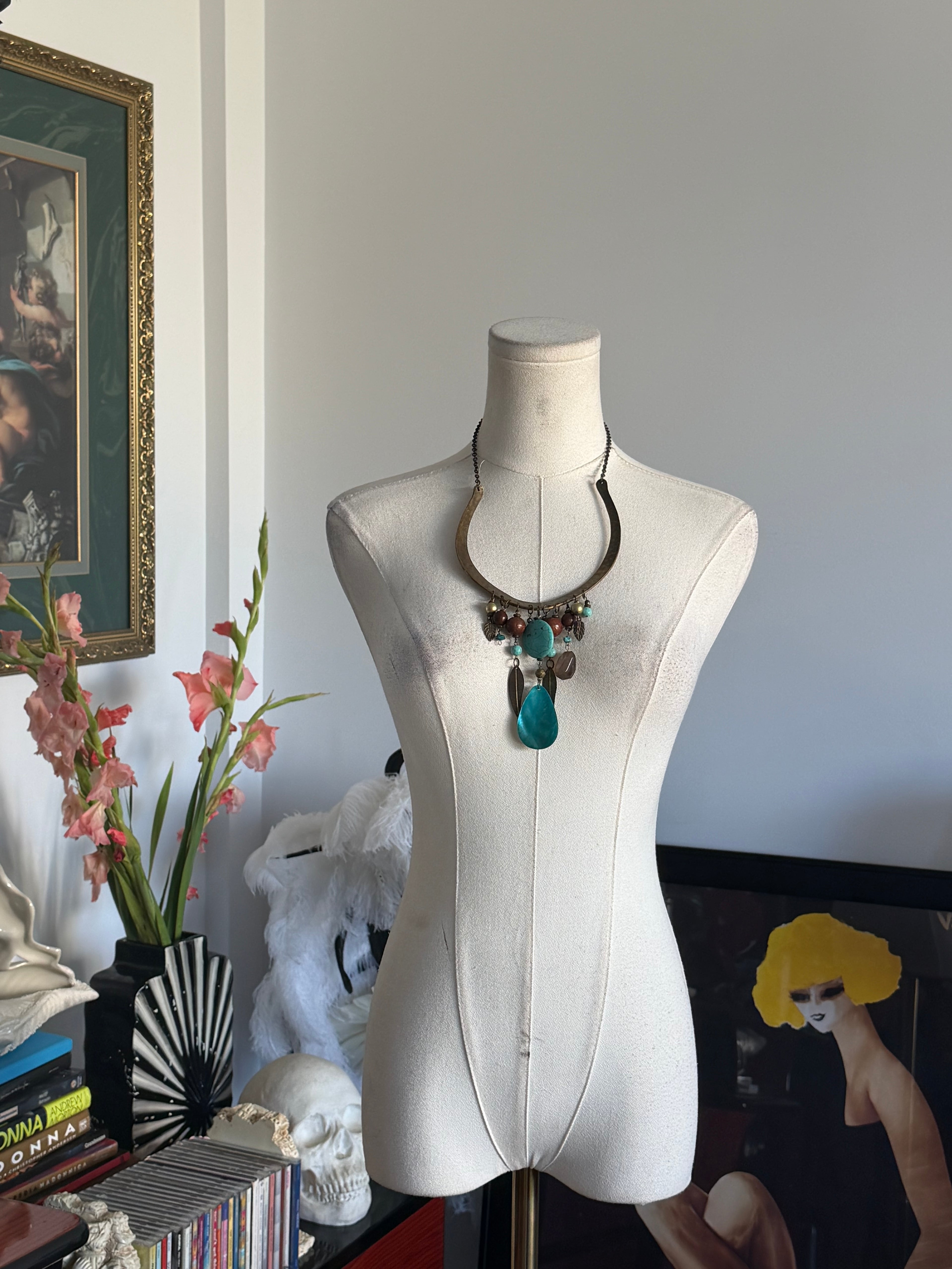Bohemian Turquoise Charm Statement Necklace