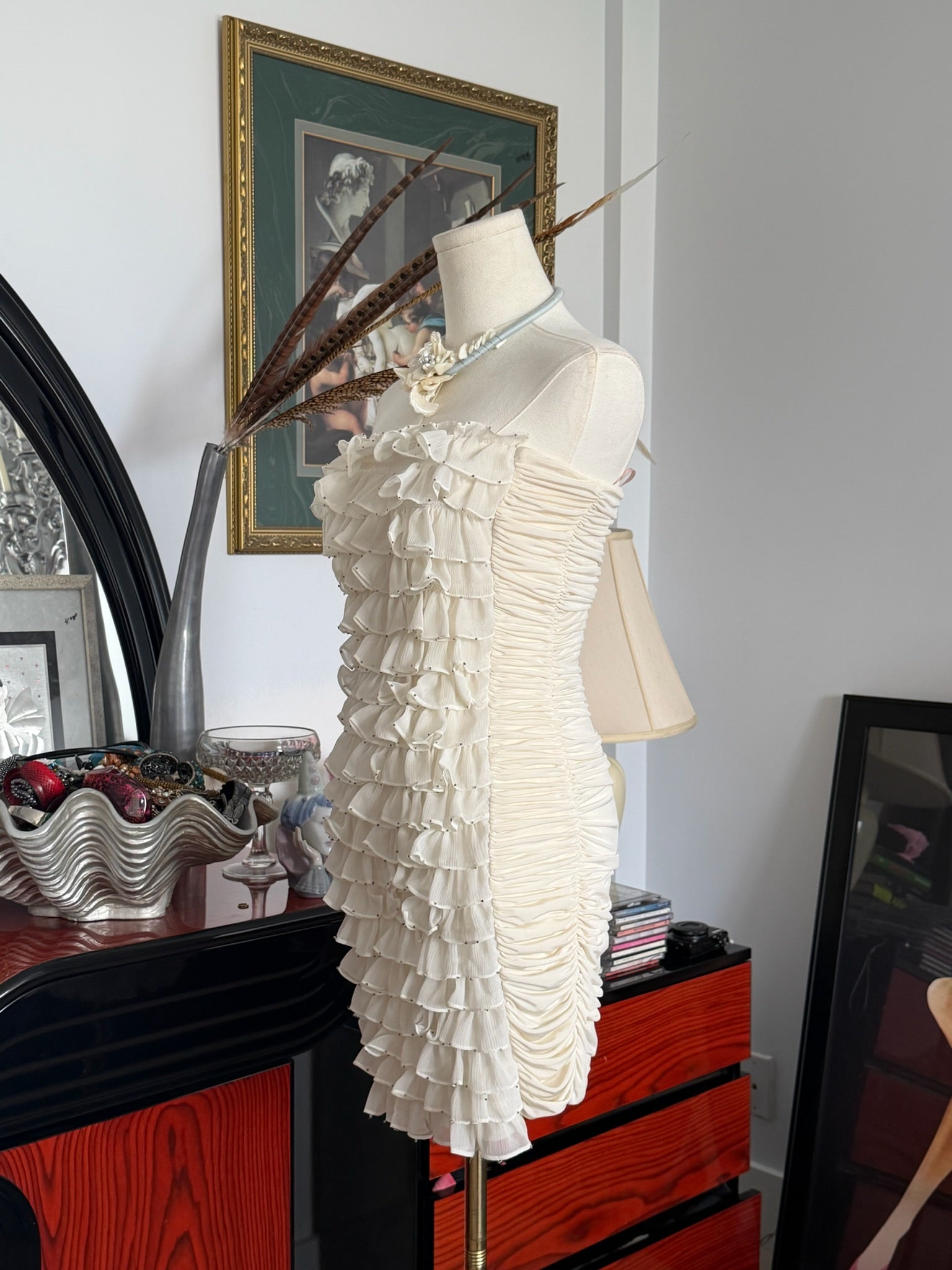 Vintage F21 romantic ruffle dress xs