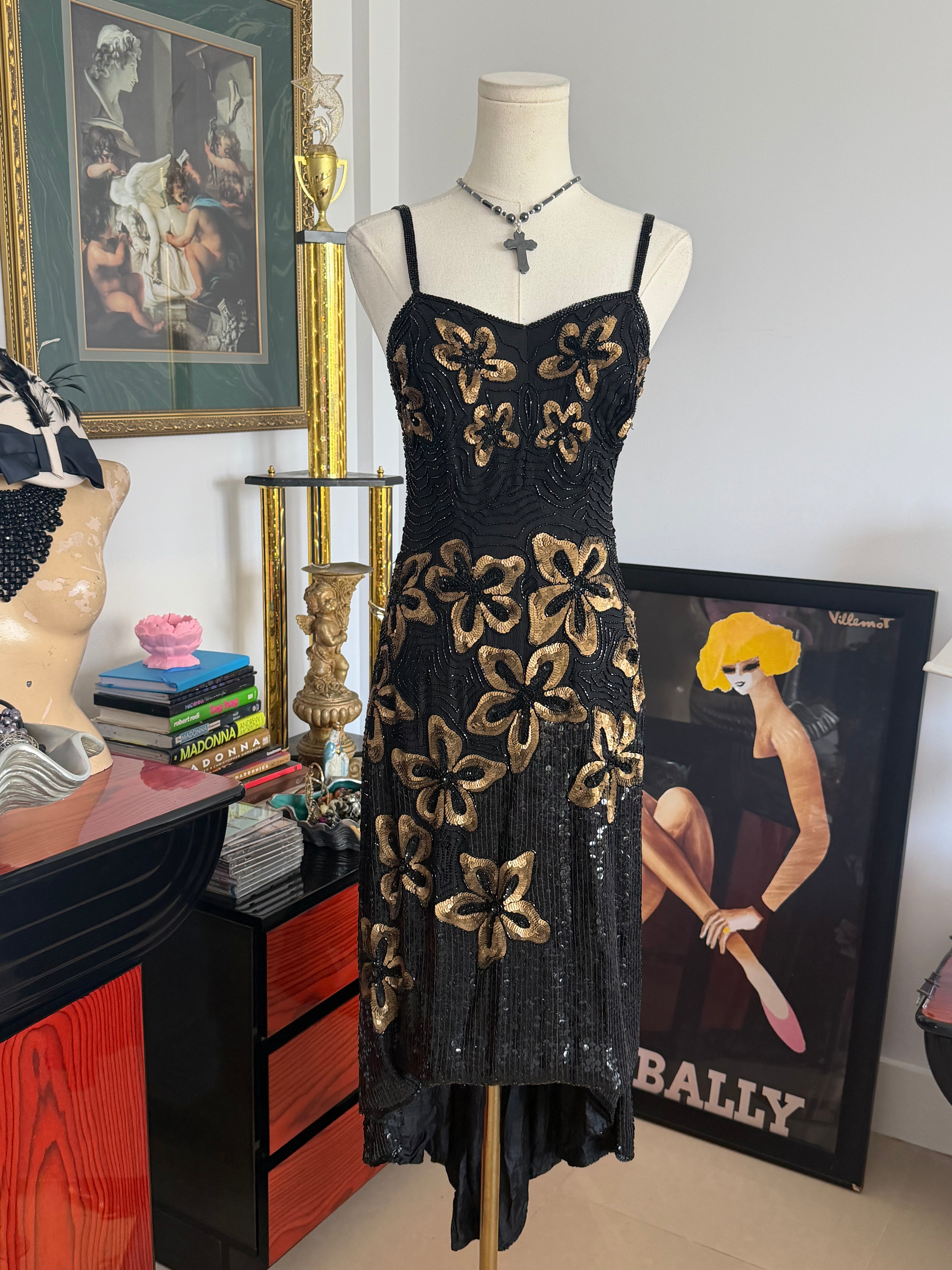 Megere Pure Silk Beaded Dress S-M