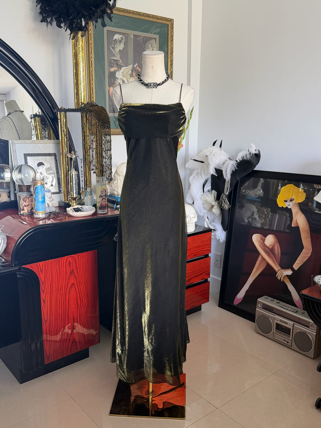 Betsy & Adam by Jaslene Metallic Evening Gown | Made in USA | Size M