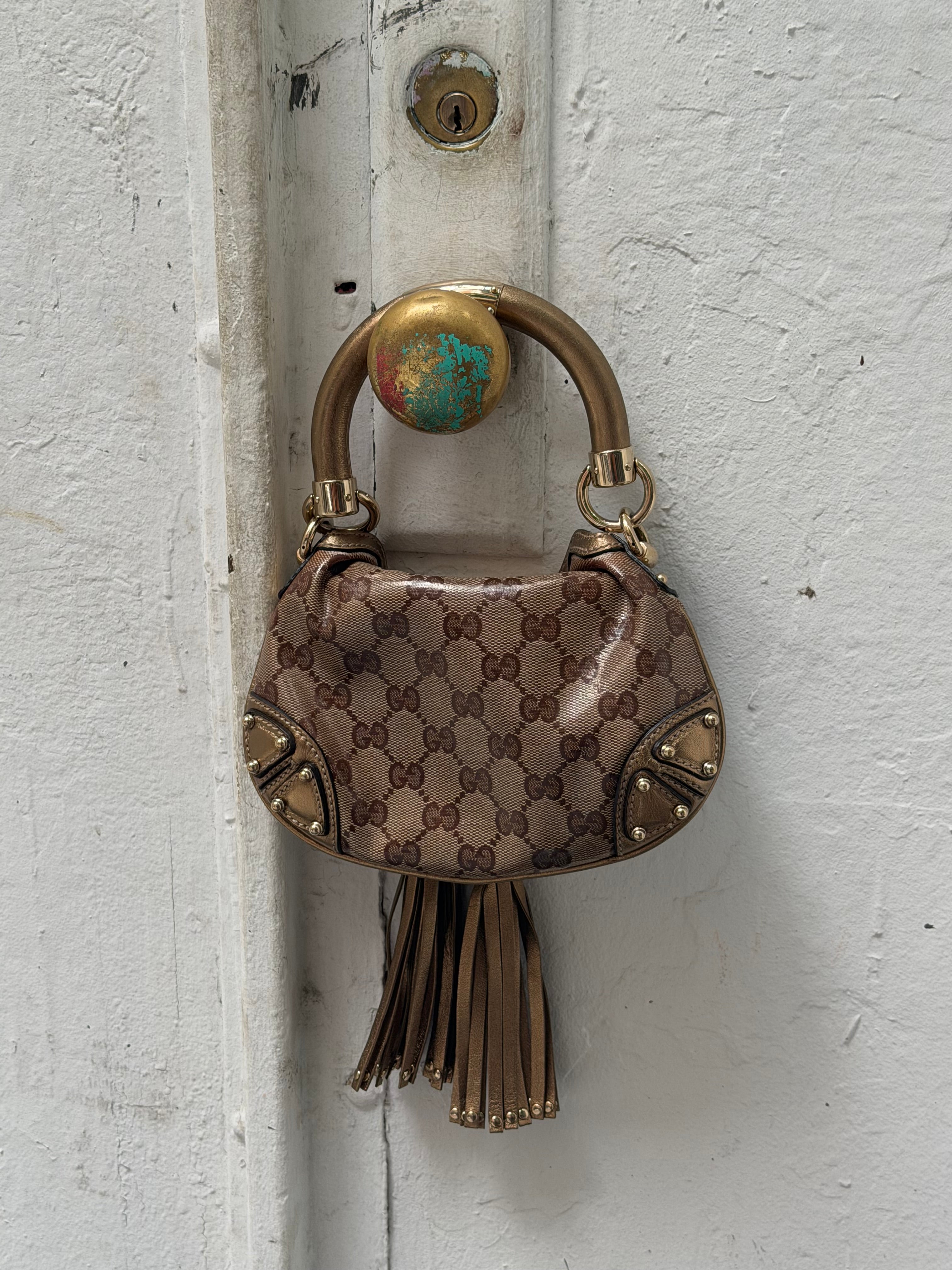 Gucci Mini Indy Metallic Bronze GG Bag 2008