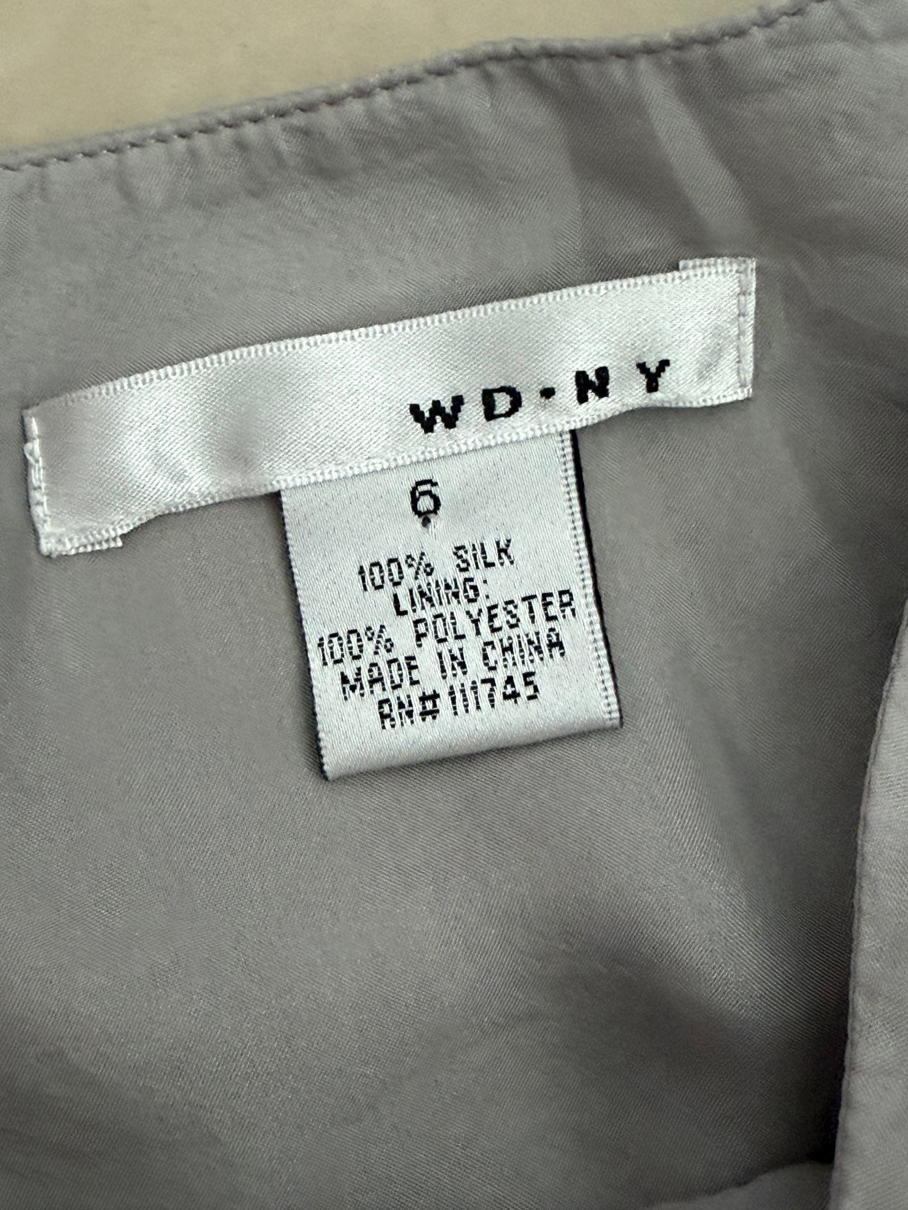 WD.NY 100% Silk Gray Drop Waist Skirt | Y2K Minimalist Midi Skirt | Size 6
