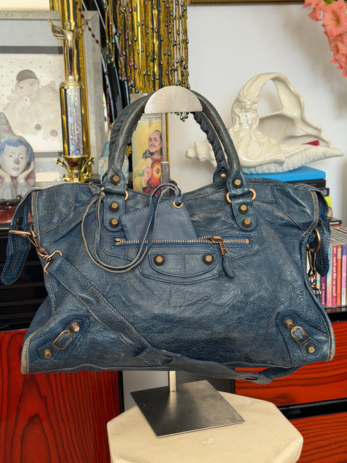 2013 Balenciaga Giant 12 City Bag in Bleu Indigo with Rose Gold Hardware