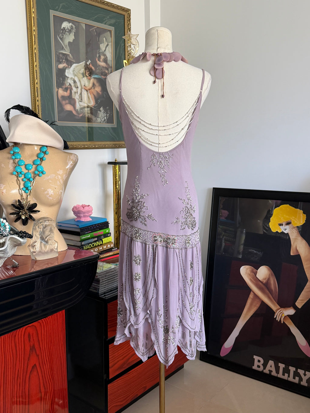 Sue Wong  Lavender Beaded Silk Dress- 8