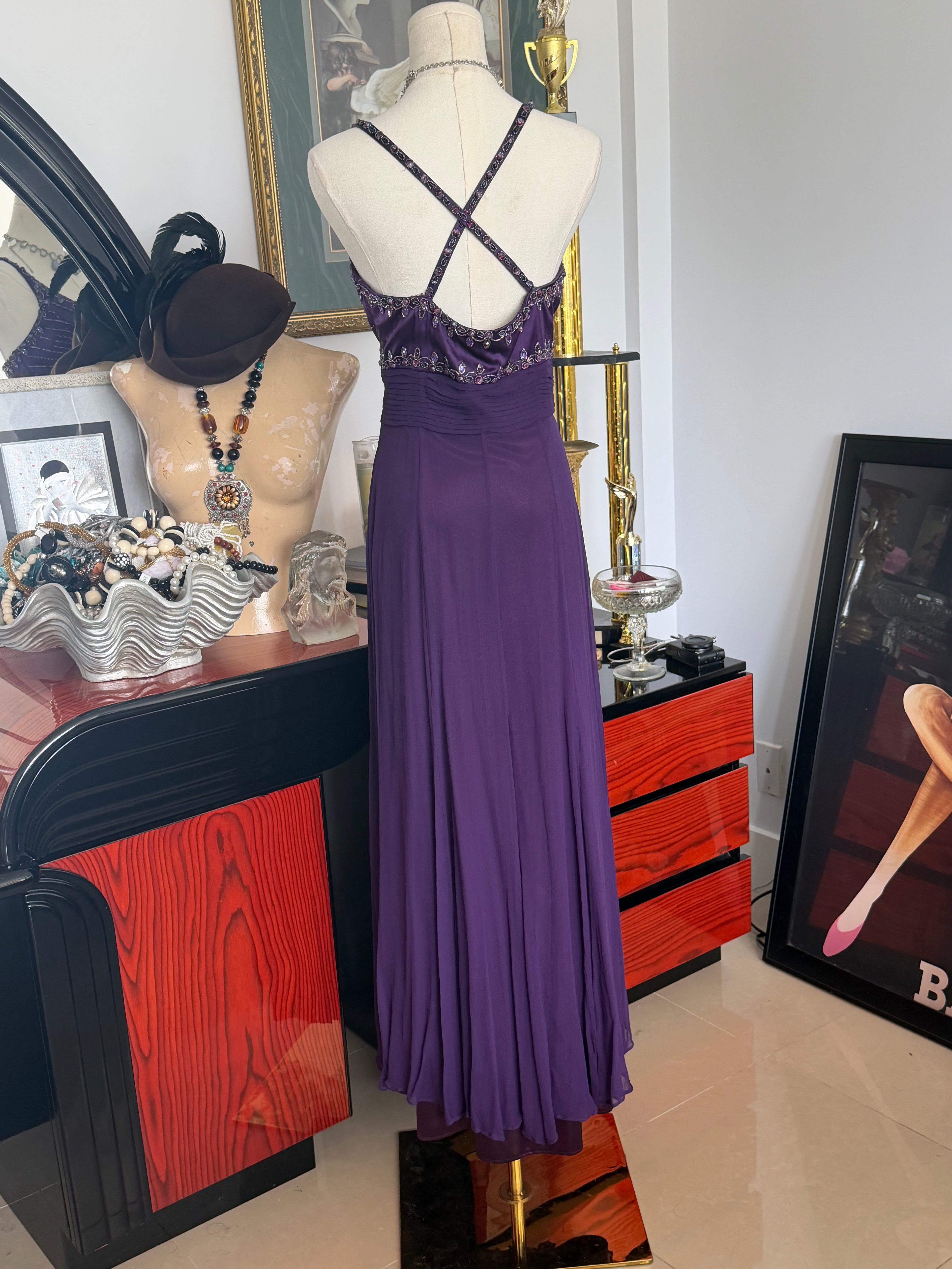 Vintage Sue Wong Nocturne rich purple embellished gown