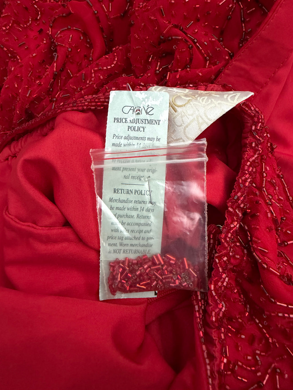 Vintage Cache Deadstock Fully Beaded Red Gown