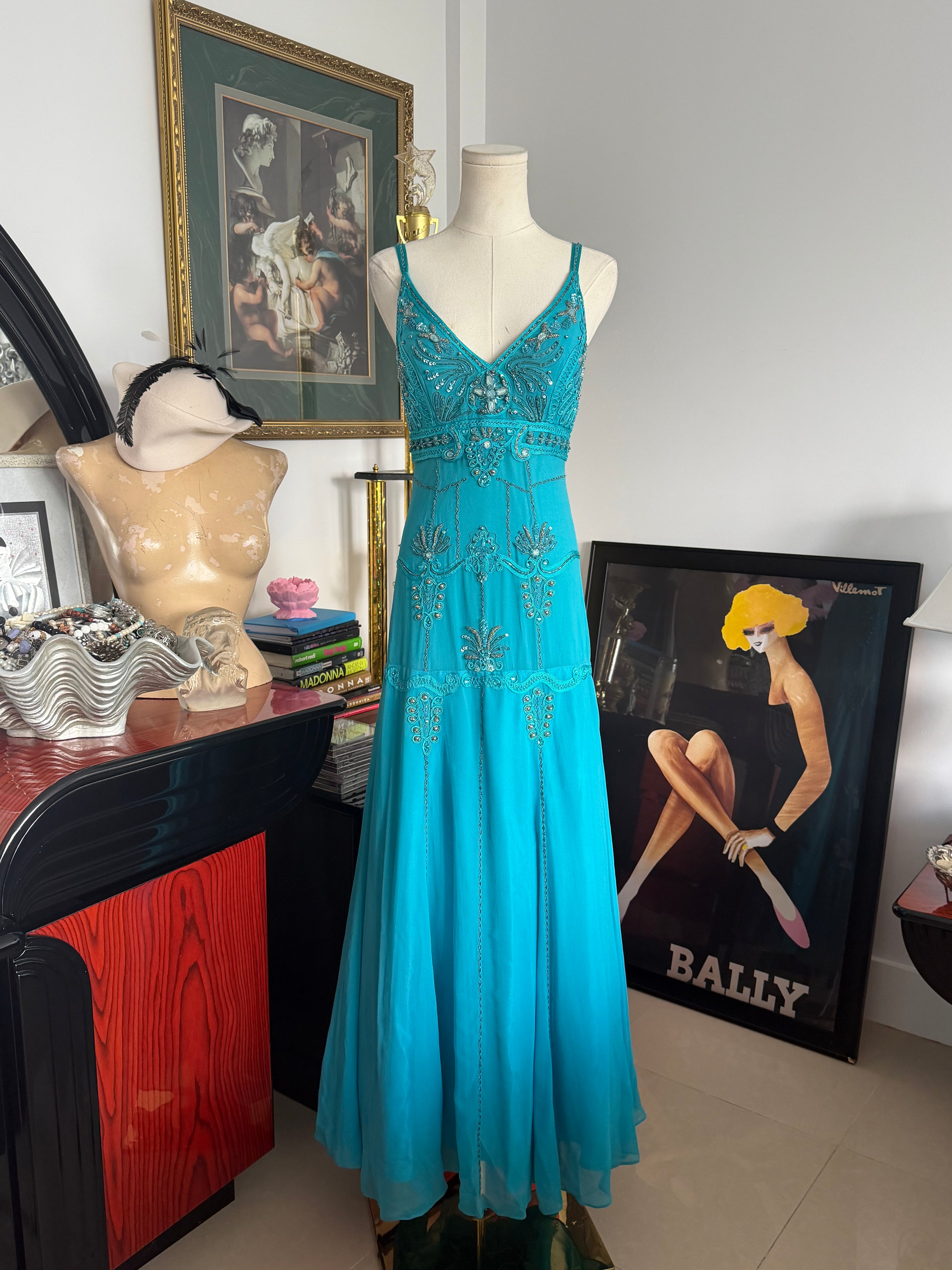 Sue Wong Nocturne Beaded Turquoise Gown -6