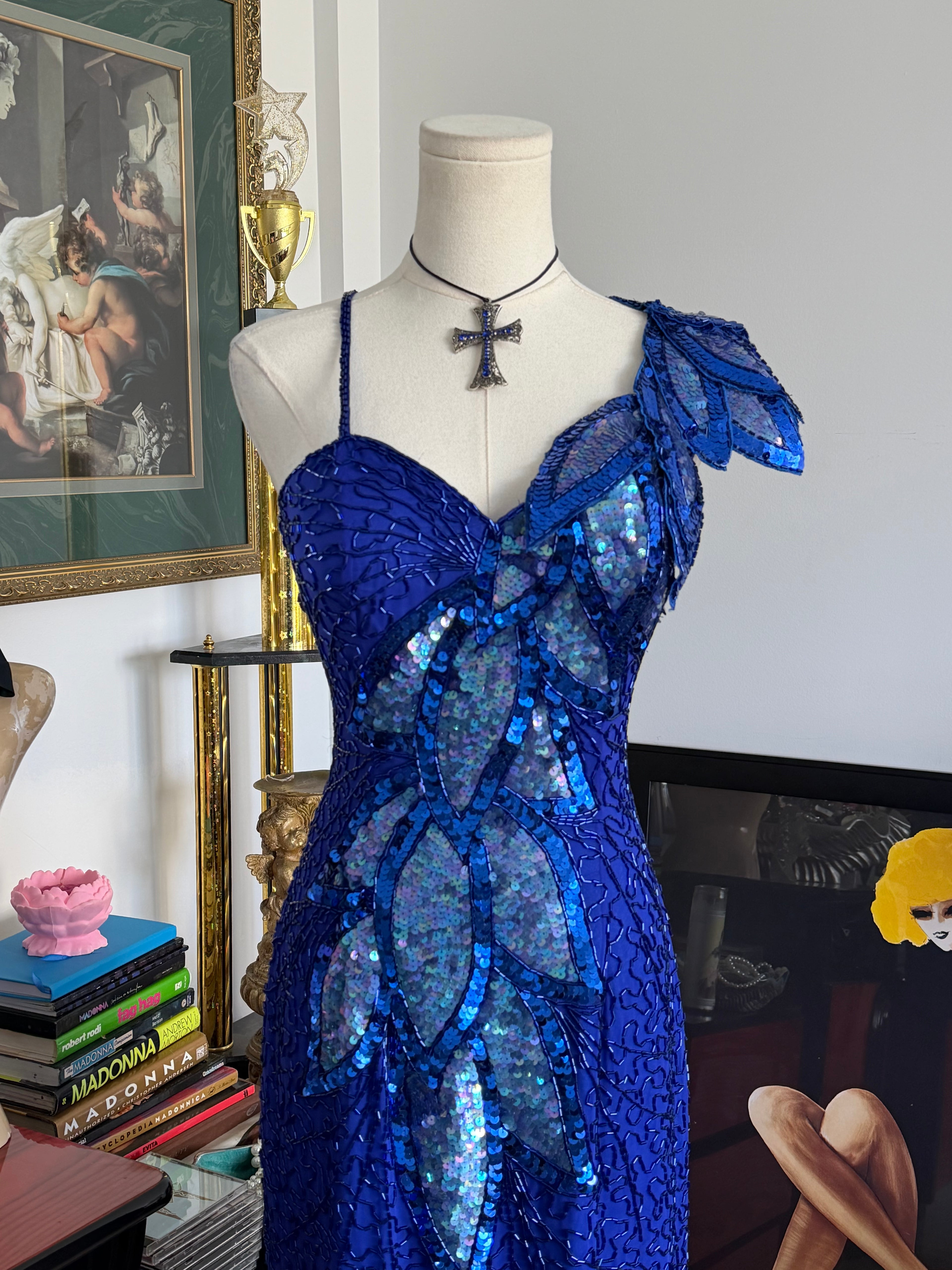 Vintage Niteline Silk Beaded Floral Cocktail Dress