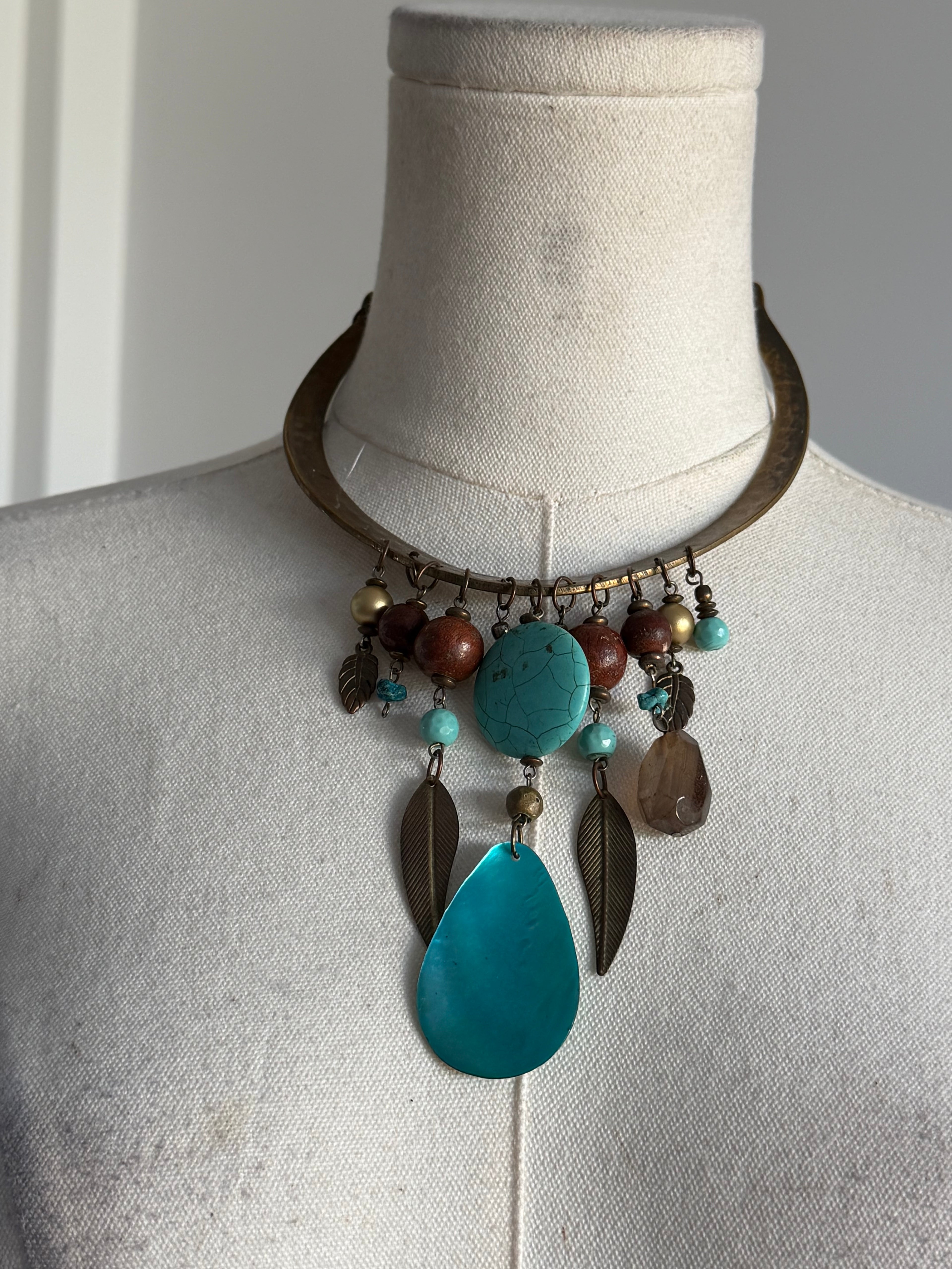 Bohemian Turquoise Charm Statement Necklace