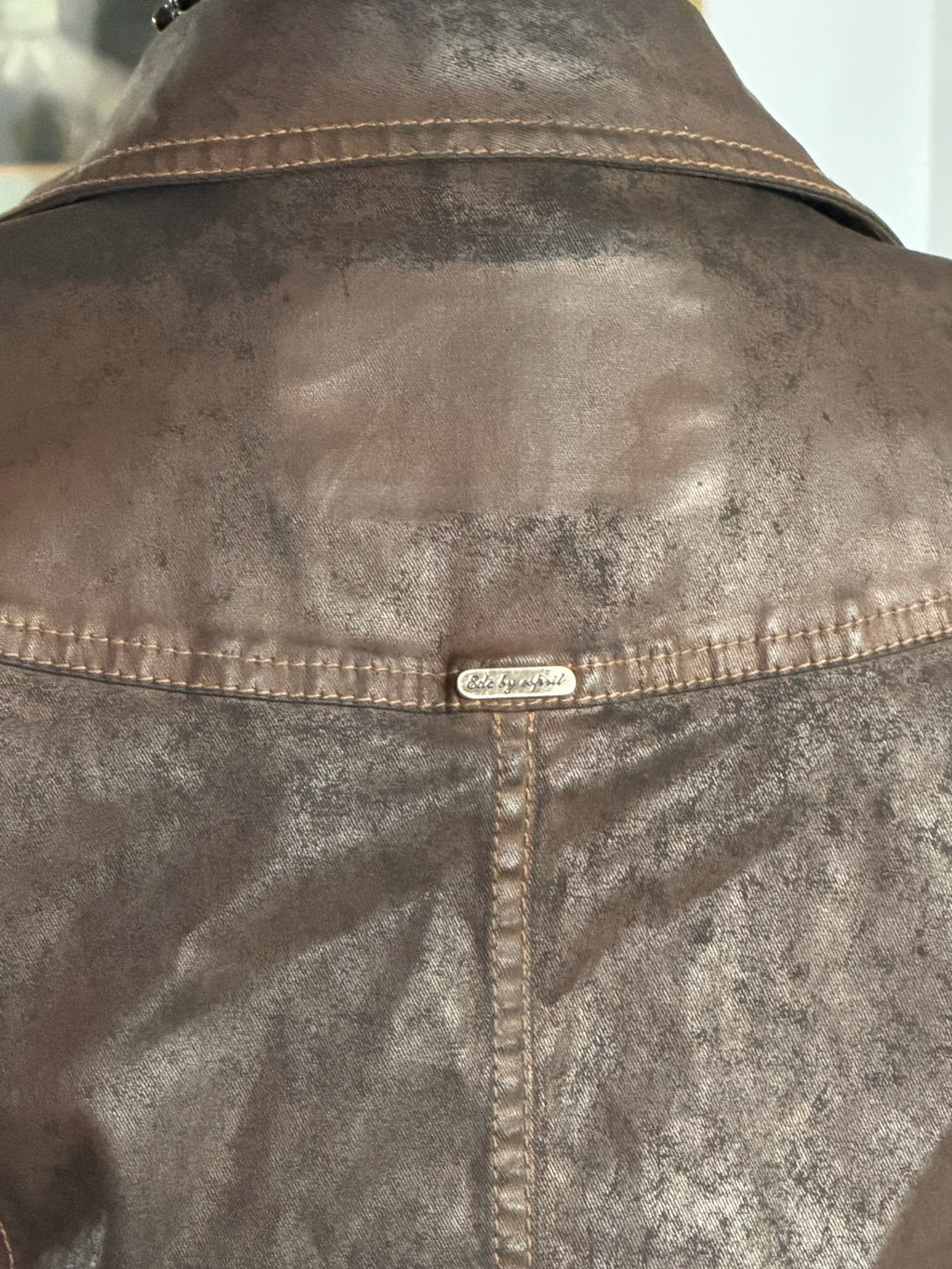 Edc by Esprit Distressed Brown Moto Zip Vest | Y2K Asymmetrical Jacket XS
