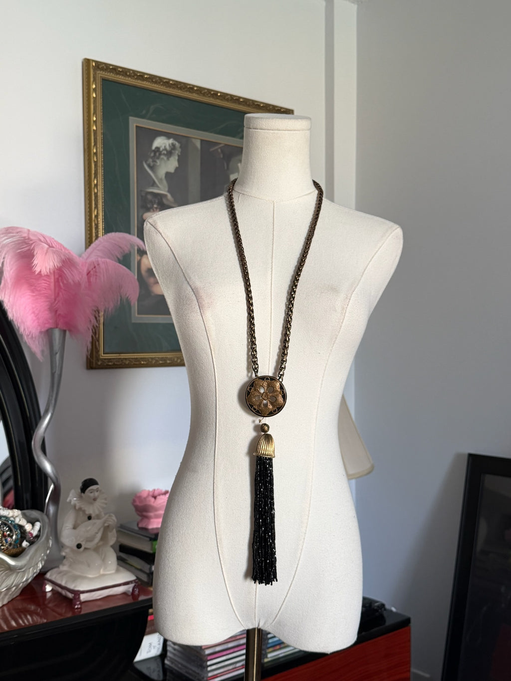 Long tassel statement necklace