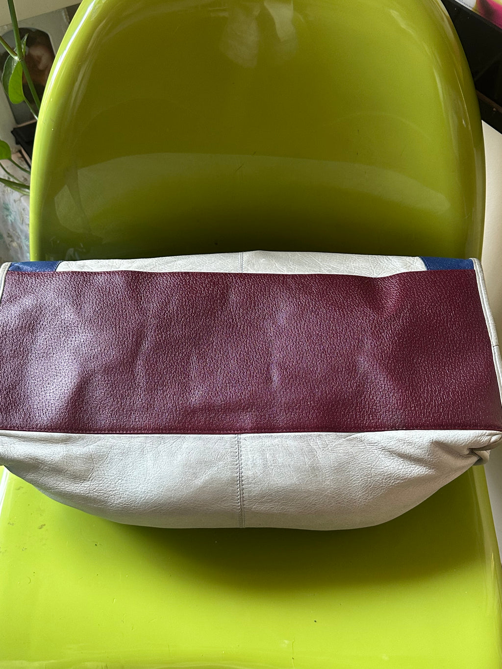 Balenciaga City Bag – Tricolor Cream, Burgundy & Navy (Giant Weekender Size)